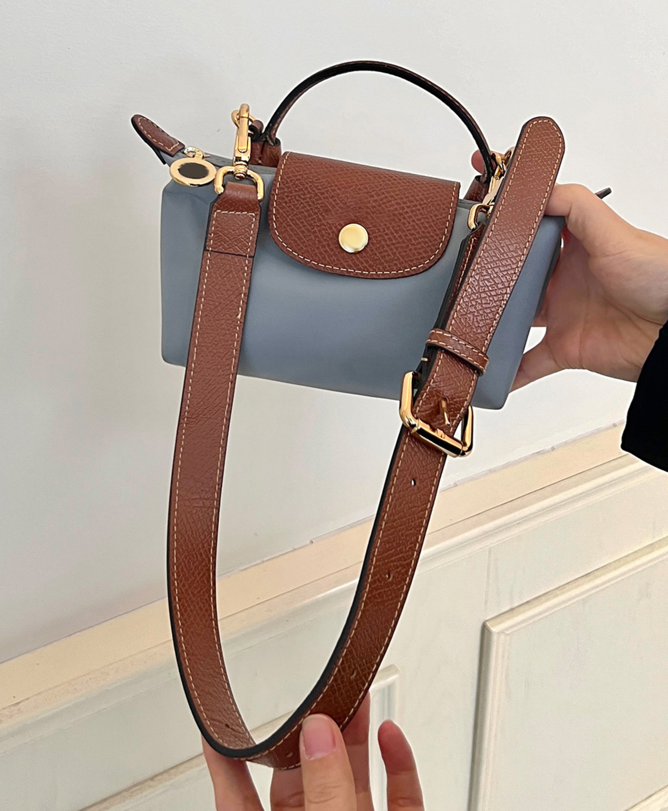 Leather replacement shoulder strap for Le Pliage Original bag, bag strap makeover