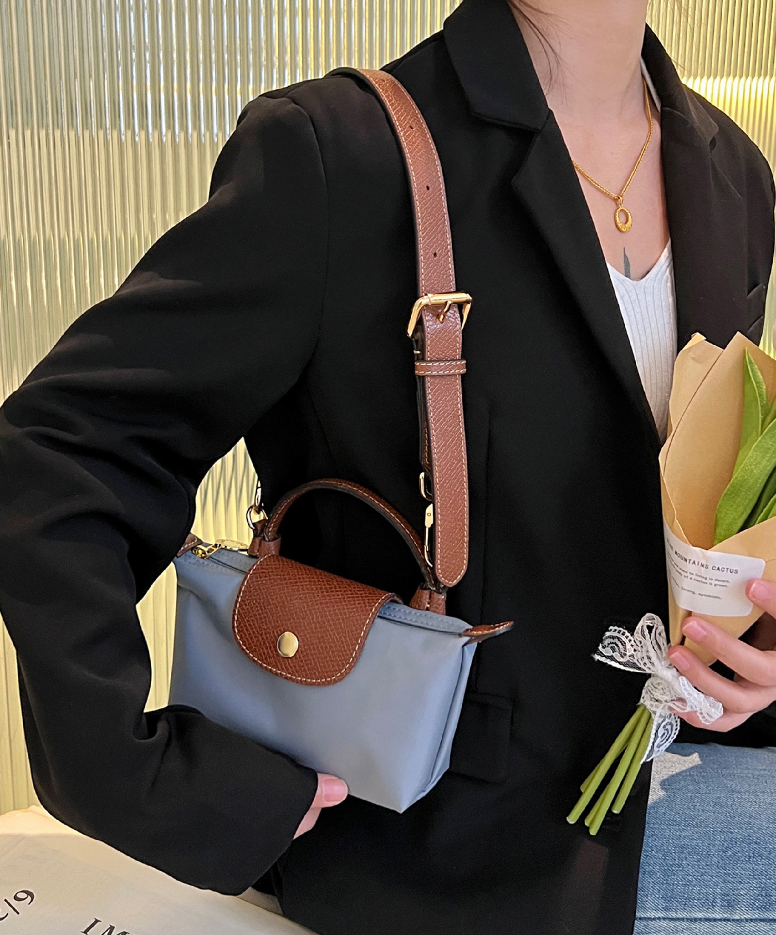 Leather replacement shoulder strap for Le Pliage Original bag, bag strap makeover