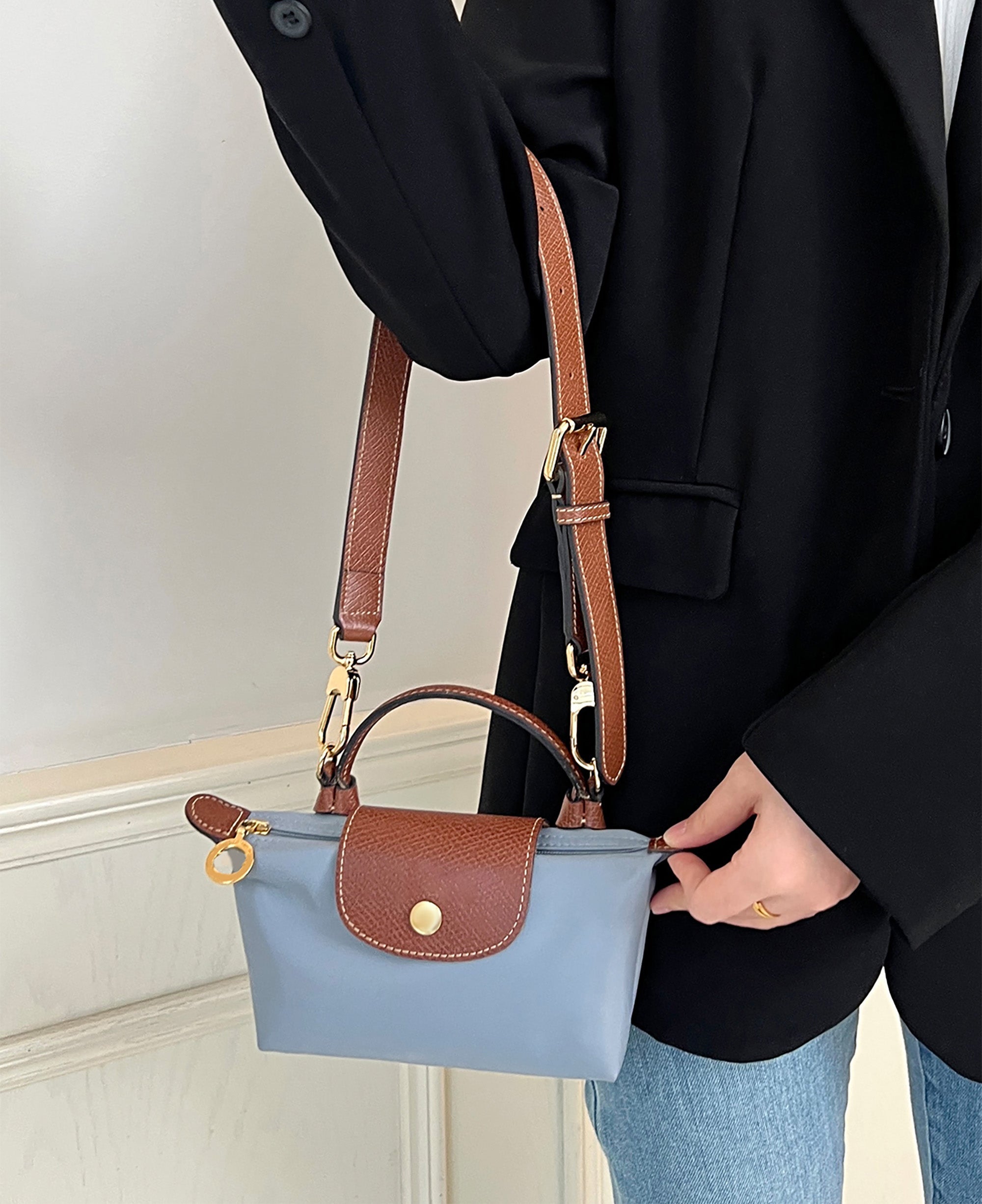 Leather replacement shoulder strap for Le Pliage Original bag, bag strap makeover