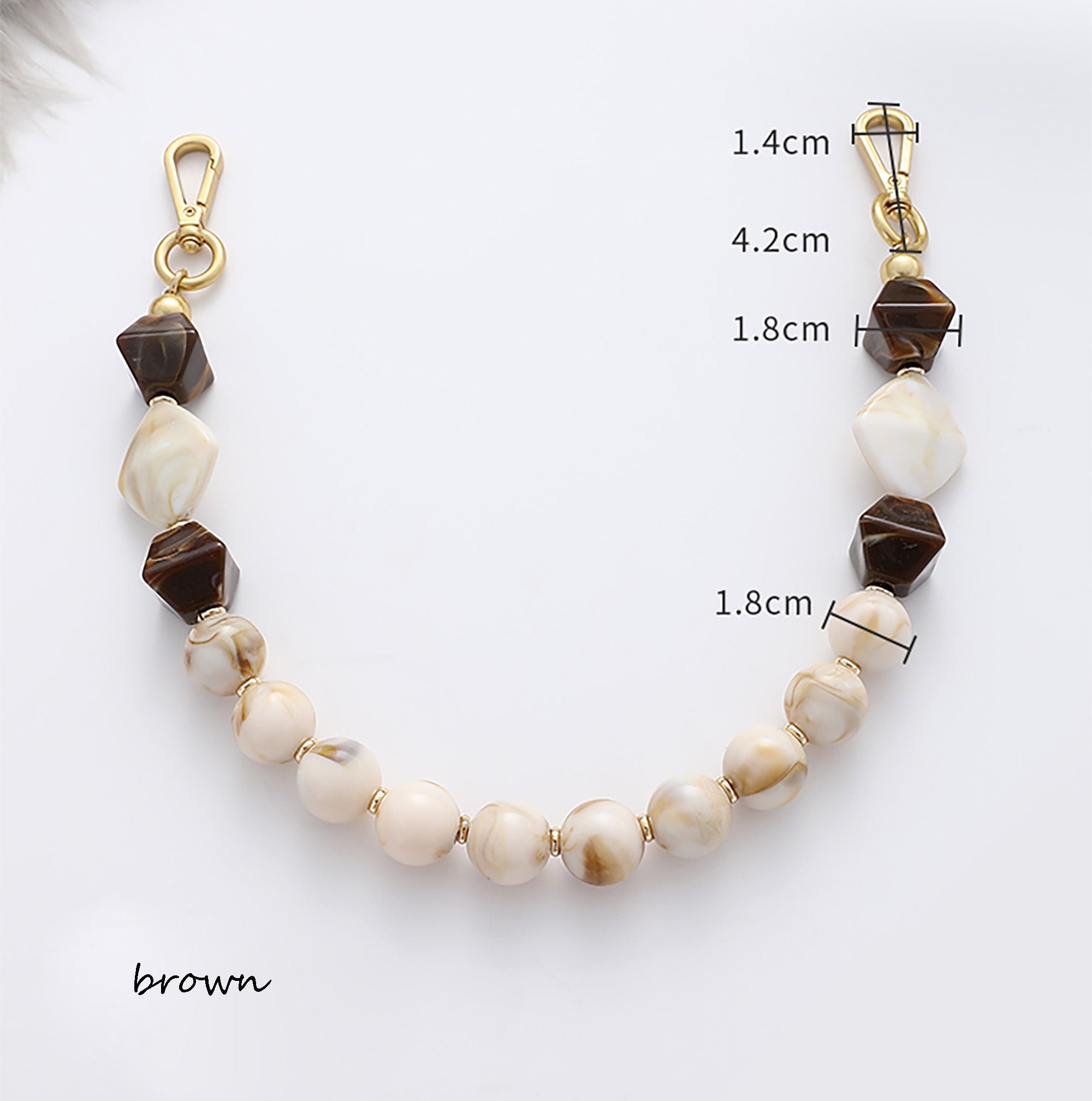 Handheld vintage strap with resin decoration, shoulder bag strap, short handbag chain.