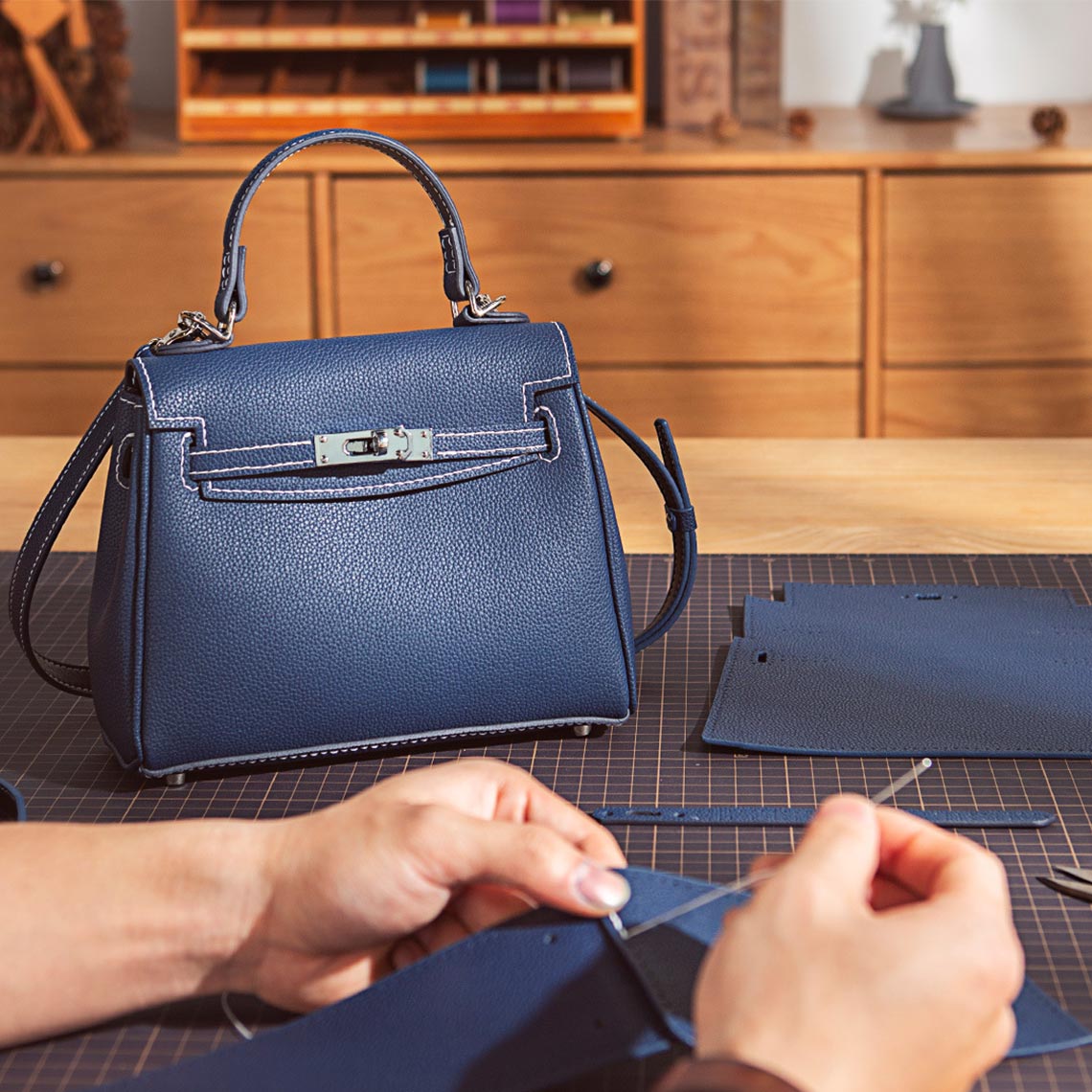 Wirkin™ Handmade Leather  Crossbody Bag |  Blue Inspired Crossbody Bag  DIY Kit 