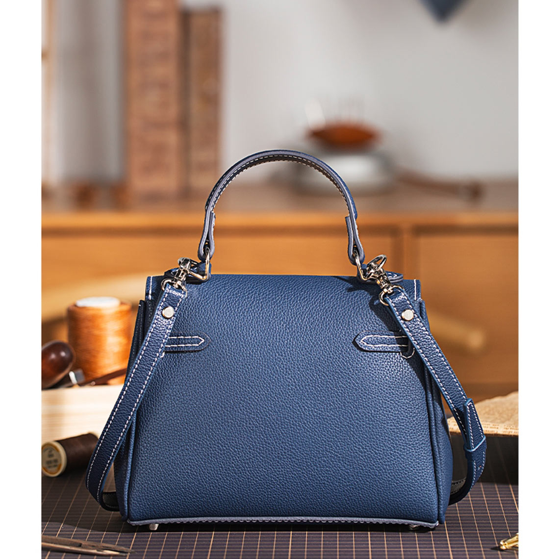 Wirkin™ Handmade Leather Kelly Bag  DIY Kit | Deep Ocean