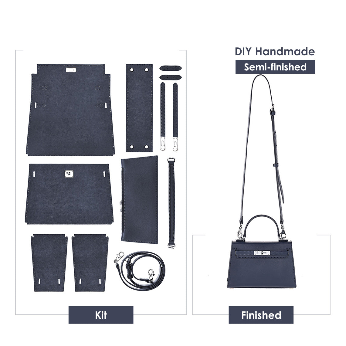 DIY Bag Kit | Inspired Blue Sellier Kelly Bag DIY Making Kit - Wirkin™