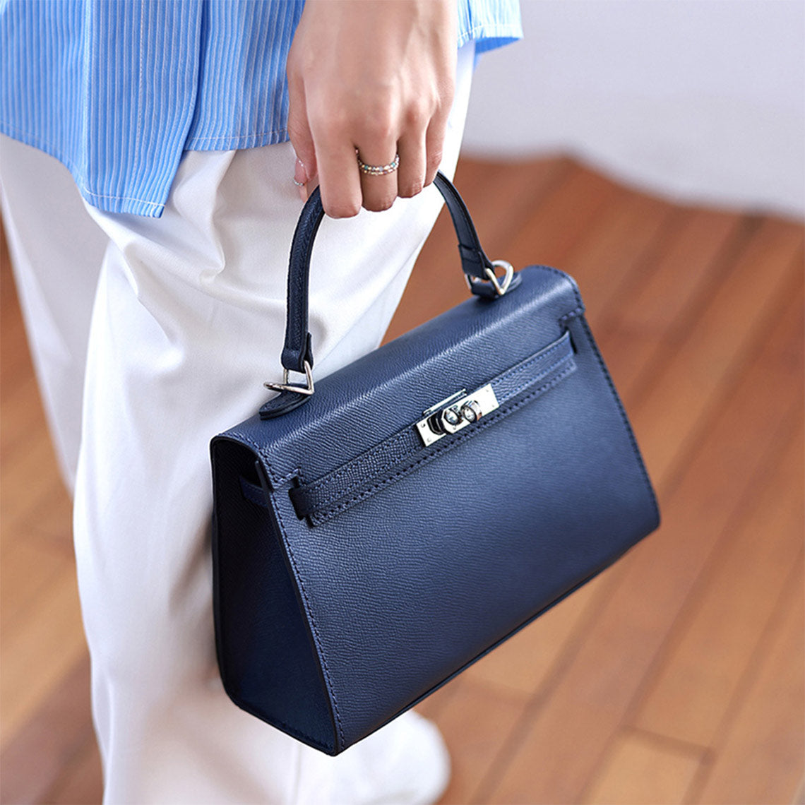 Handmade Inspired Kelly Bag in Navy Blue | Easy Make Your Own Bag DIY Kits - Wirkin™