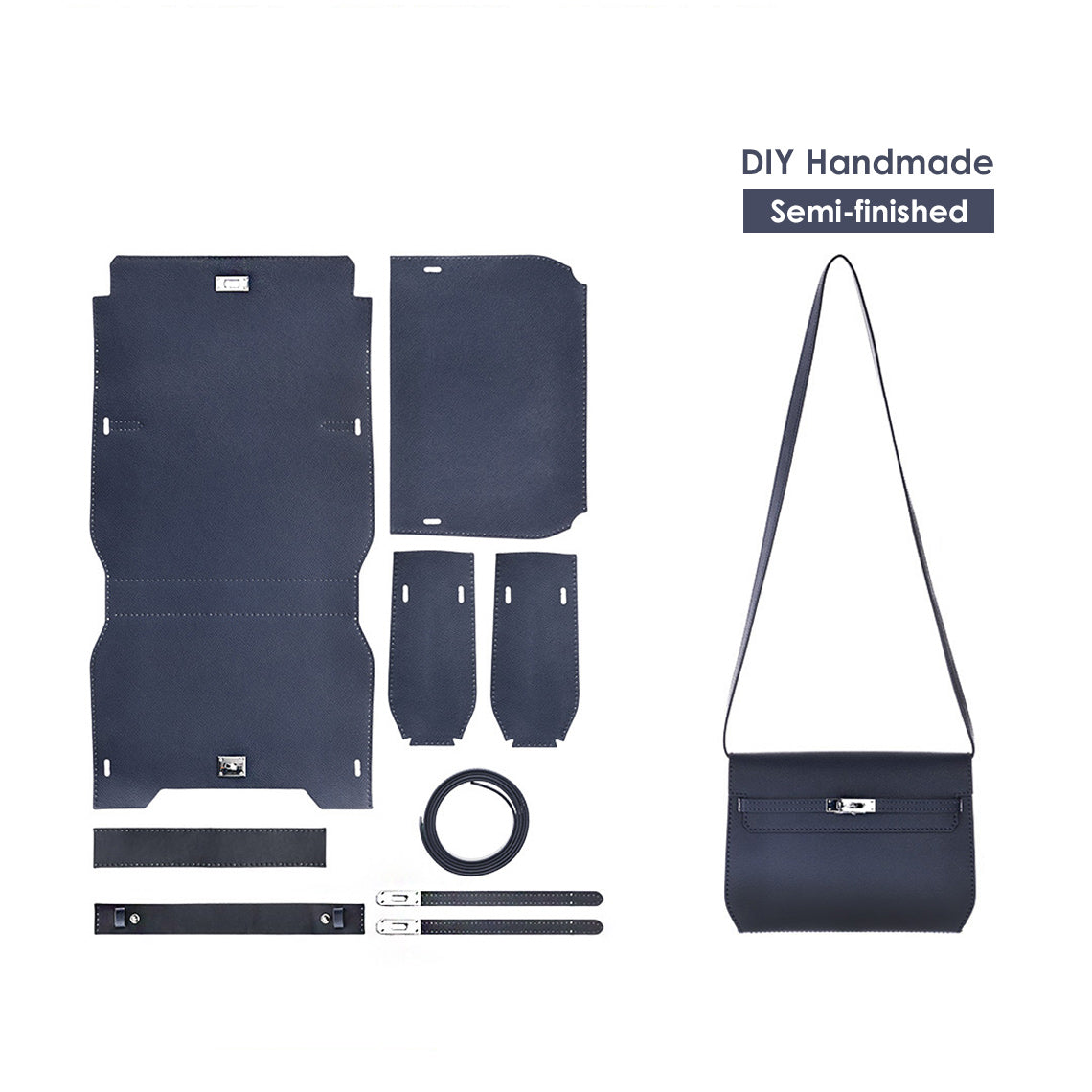 DIY Kelly Depeches 25 Bag Kit in Navy Blue | Handmade Inspired Luxury Bag - Wirkin™