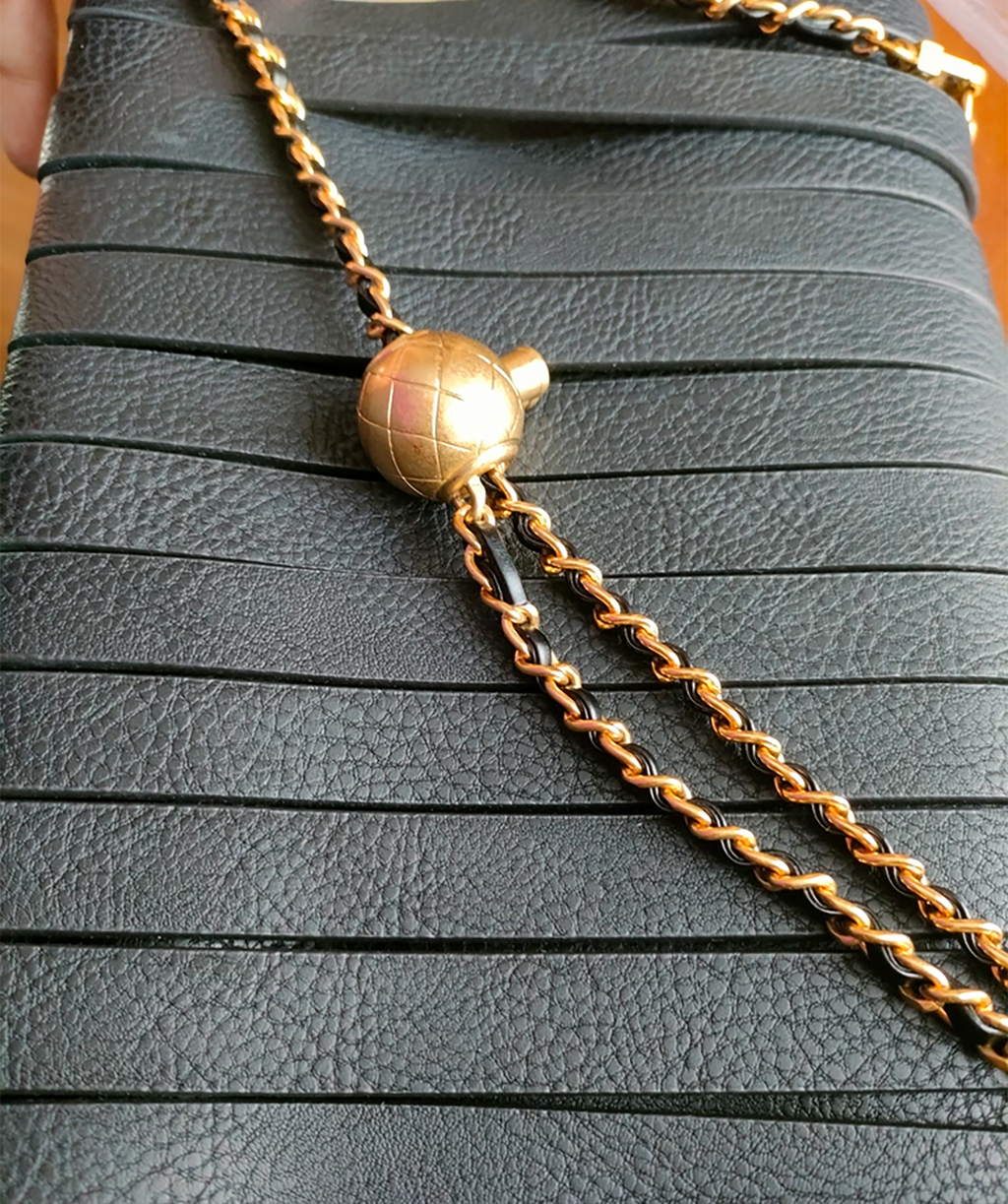 Adjustable Leather Chain Strap for Small to Medium Crossbody & Shoulder Bags - Gold Ball Regulator for Replacement Shoulder and Underarm Strap