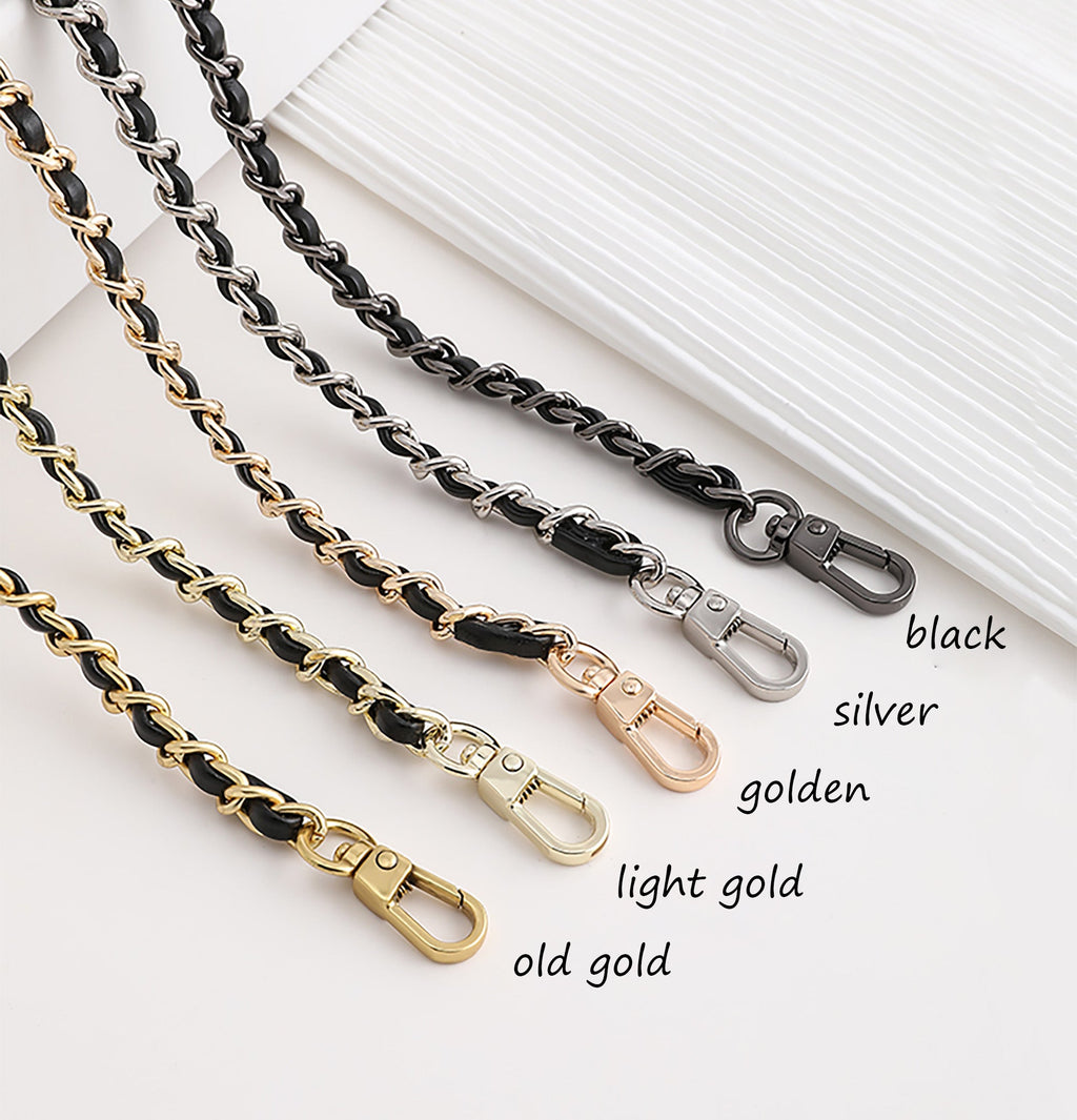 Adjustable Leather Chain Strap for Small to Medium Crossbody & Shoulder Bags - Gold Ball Regulator for Replacement Shoulder and Underarm Strap