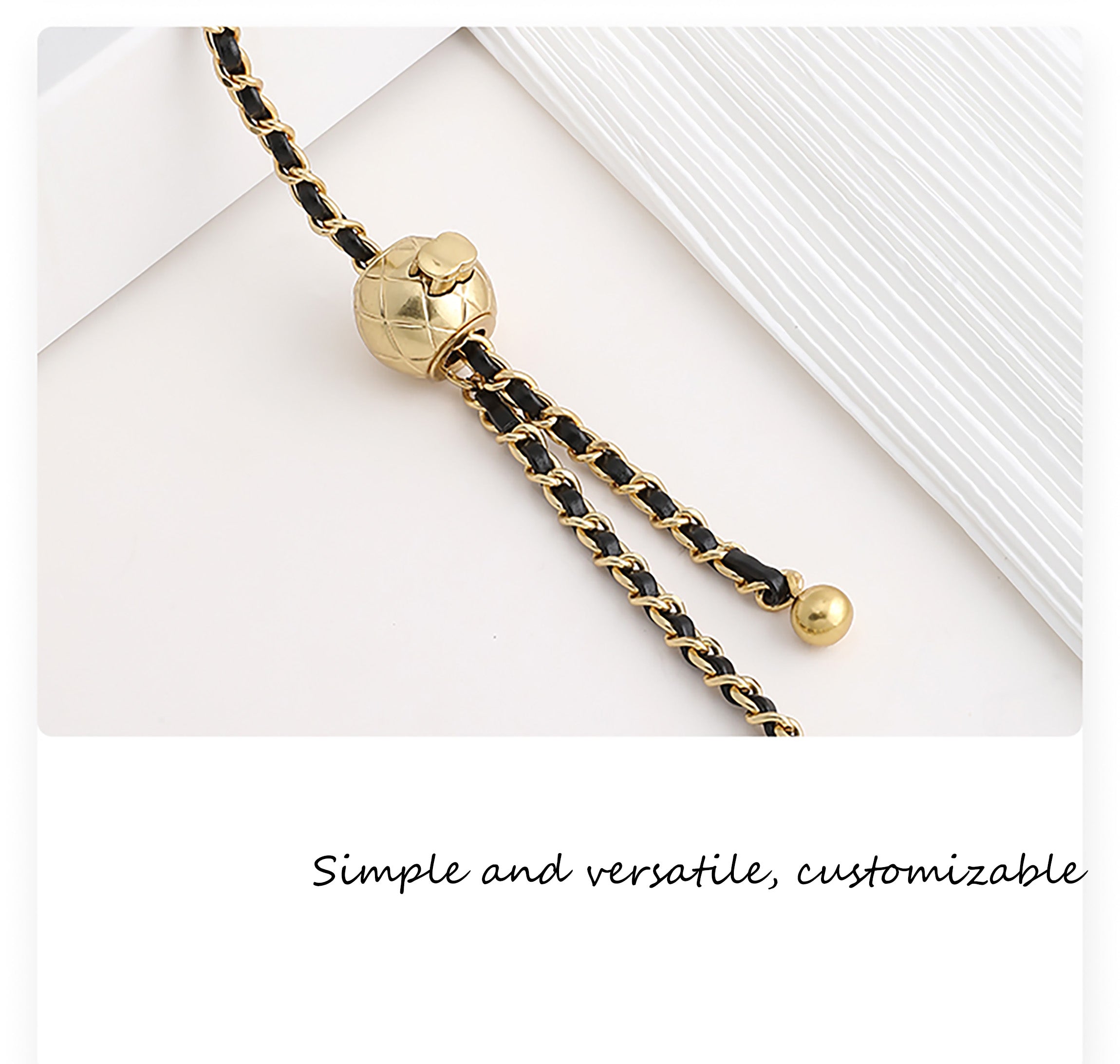 Adjustable Leather Chain Strap for Small to Medium Crossbody & Shoulder Bags - Gold Ball Regulator for Replacement Shoulder and Underarm Strap