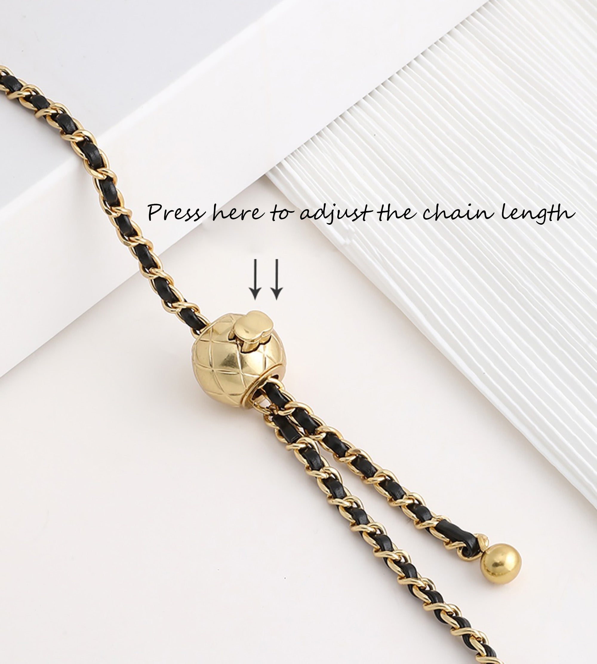 Adjustable Leather Chain Strap for Small to Medium Crossbody & Shoulder Bags - Gold Ball Regulator for Replacement Shoulder and Underarm Strap