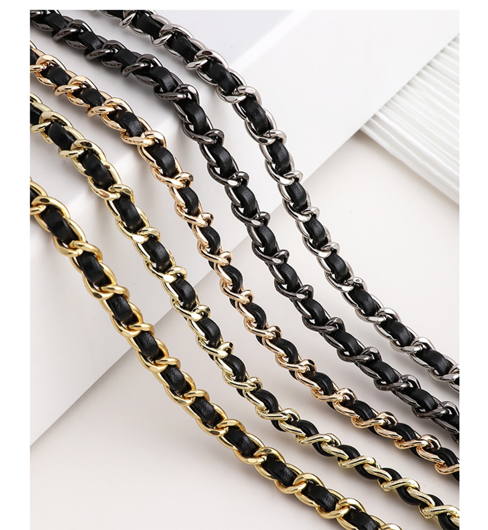 Adjustable Leather Chain Strap for Small to Medium Crossbody & Shoulder Bags - Gold Ball Regulator for Replacement Shoulder and Underarm Strap
