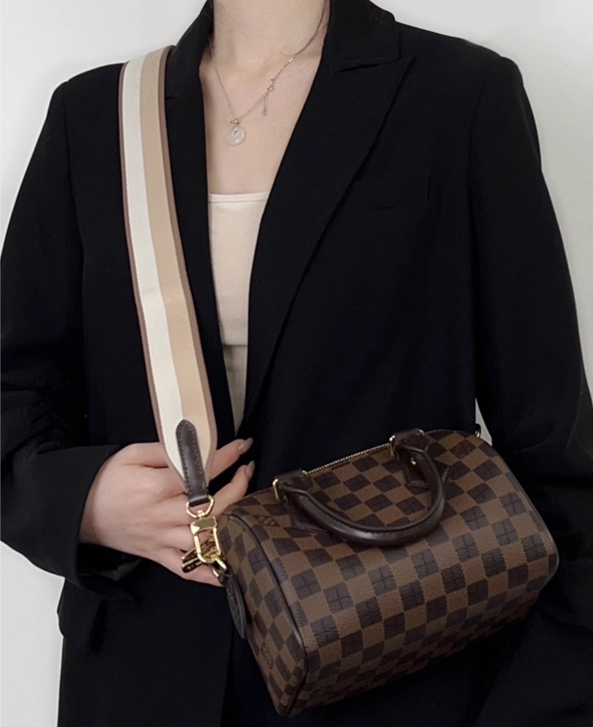 Color-block Canvas Shoulder Strap, Adjustable Length Bag Replacement Strap, 4.3cm Wide Shoulder Strap,fit in the speedy bag
