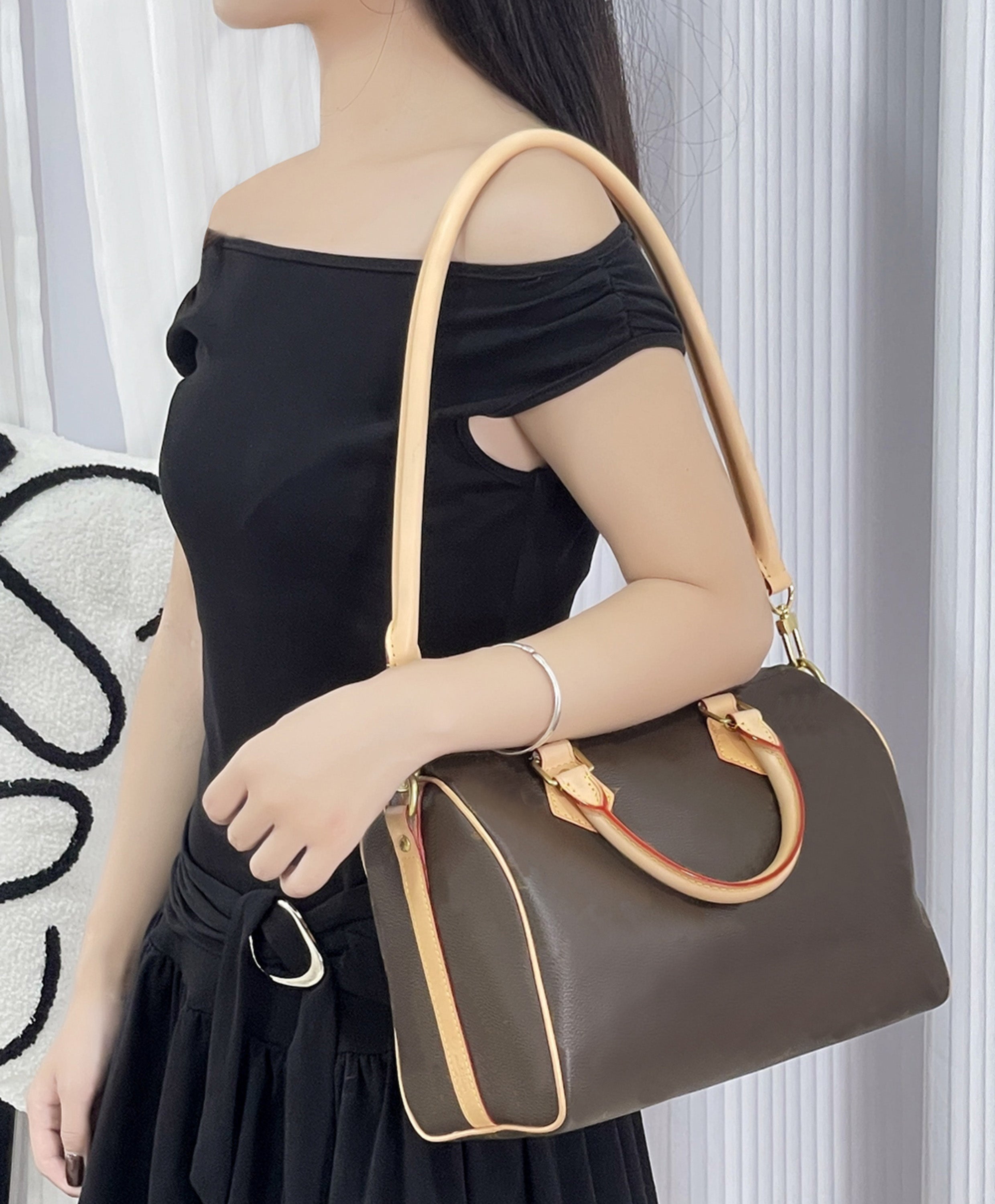 Underarm replacement strap for Speedy 20, 25, 30, genuine leather bag strap accessory.