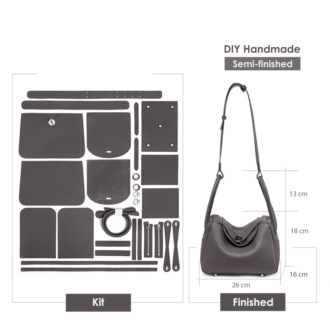 Wirkin™ Top Grain Leather Lindy Bag DIY Kit | Handmade Lindy Bag