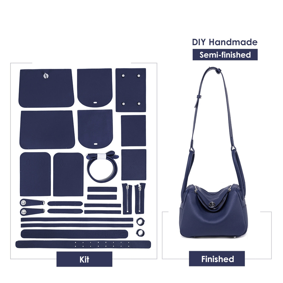 Wirkin™ Top Grain Leather Lindy Bag DIY Kit | Handmade Lindy Bag