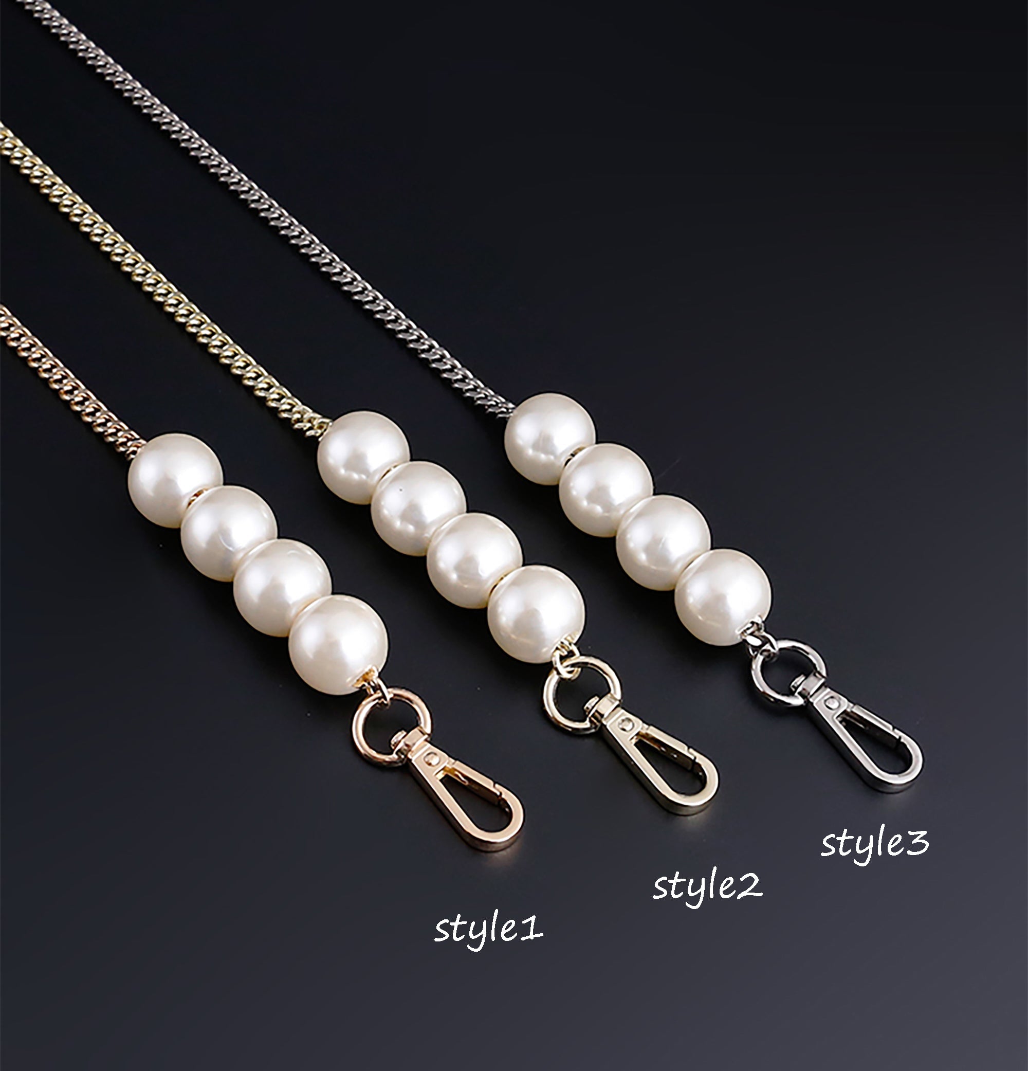 Pearl chain for bags, DIY shoulder strap, metal bag chain for crossbody or shoulder bag accessory
