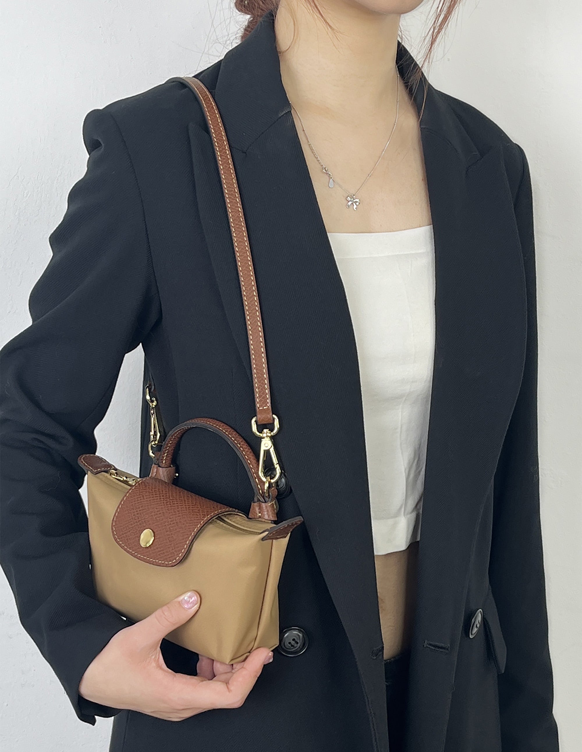 Mini Pliage Energy Bag Shoulder Strap, Short Handle Clutch with No-Hole Modification for Shoulder Bag