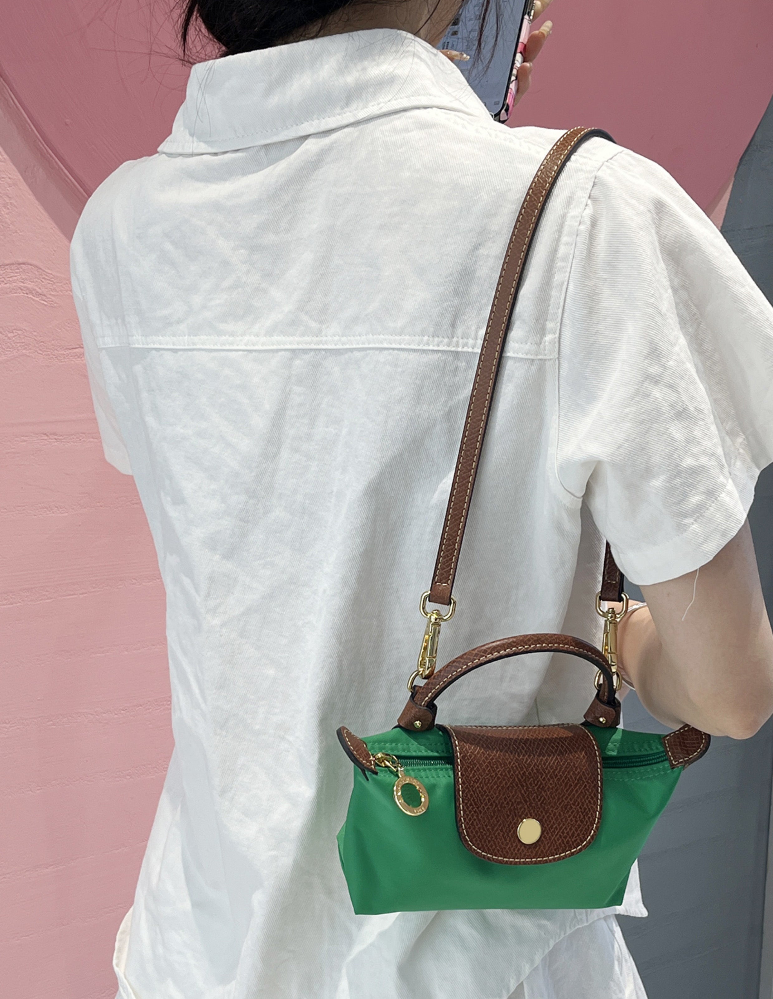 Mini Pliage Energy Bag Shoulder Strap, Short Handle Clutch with No-Hole Modification for Shoulder Bag