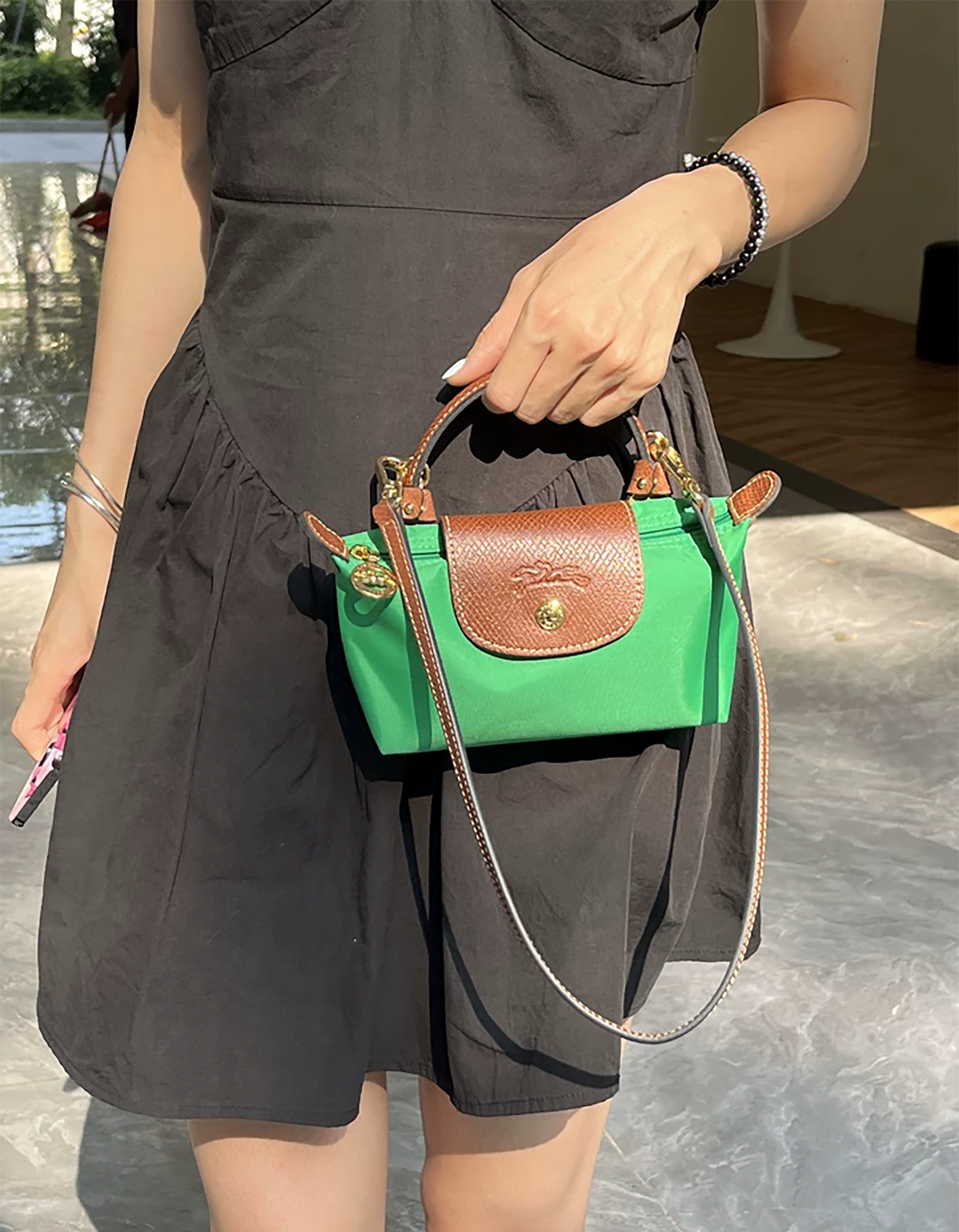Mini Pliage Energy Bag Shoulder Strap, Short Handle Clutch with No-Hole Modification for Shoulder Bag
