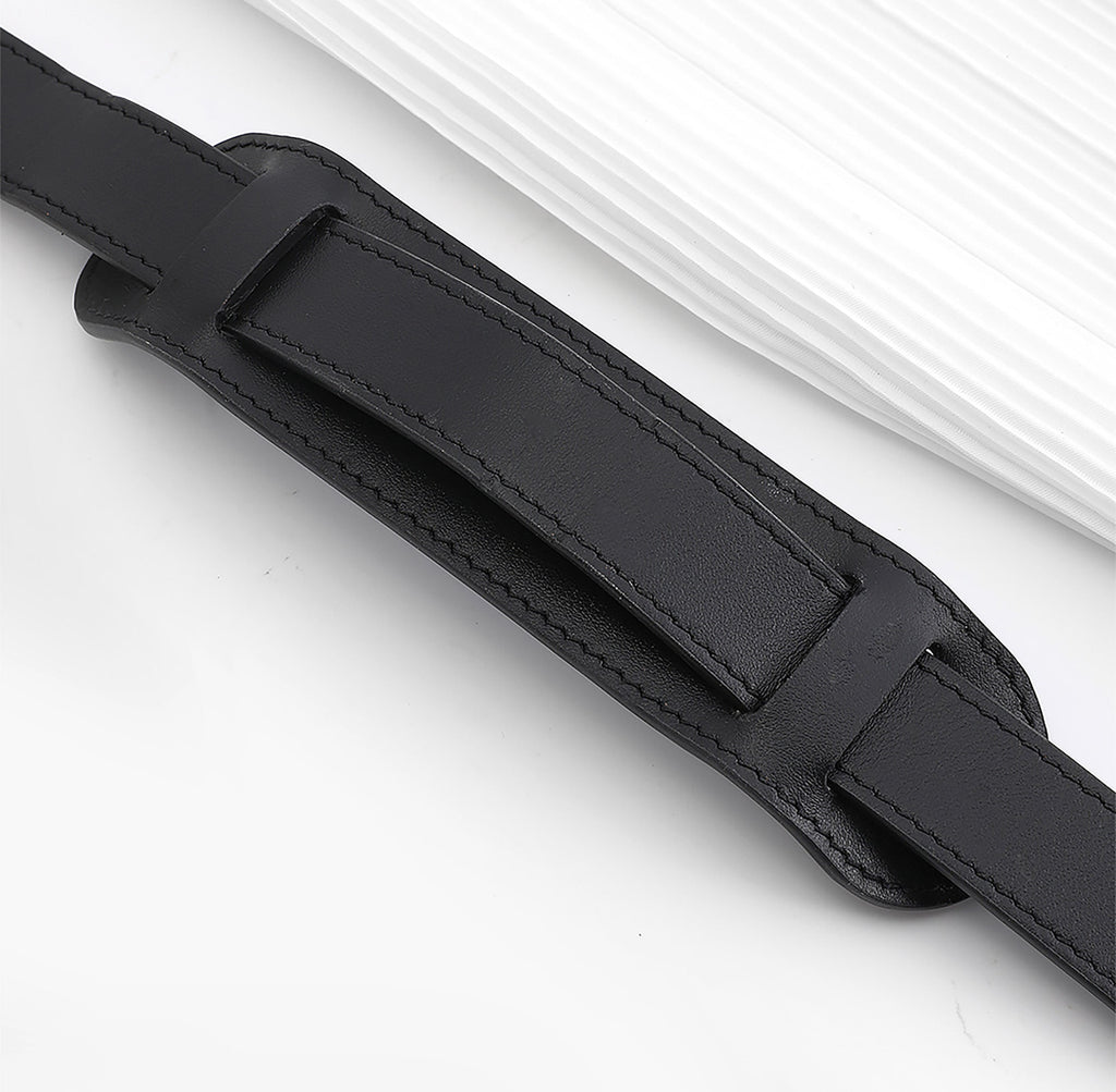 KEEPALL BANDOULIERE Replacement Strap for Travel Bag, Genuine Leather in Natural Vachetta Color, Black Travel Bag Strap