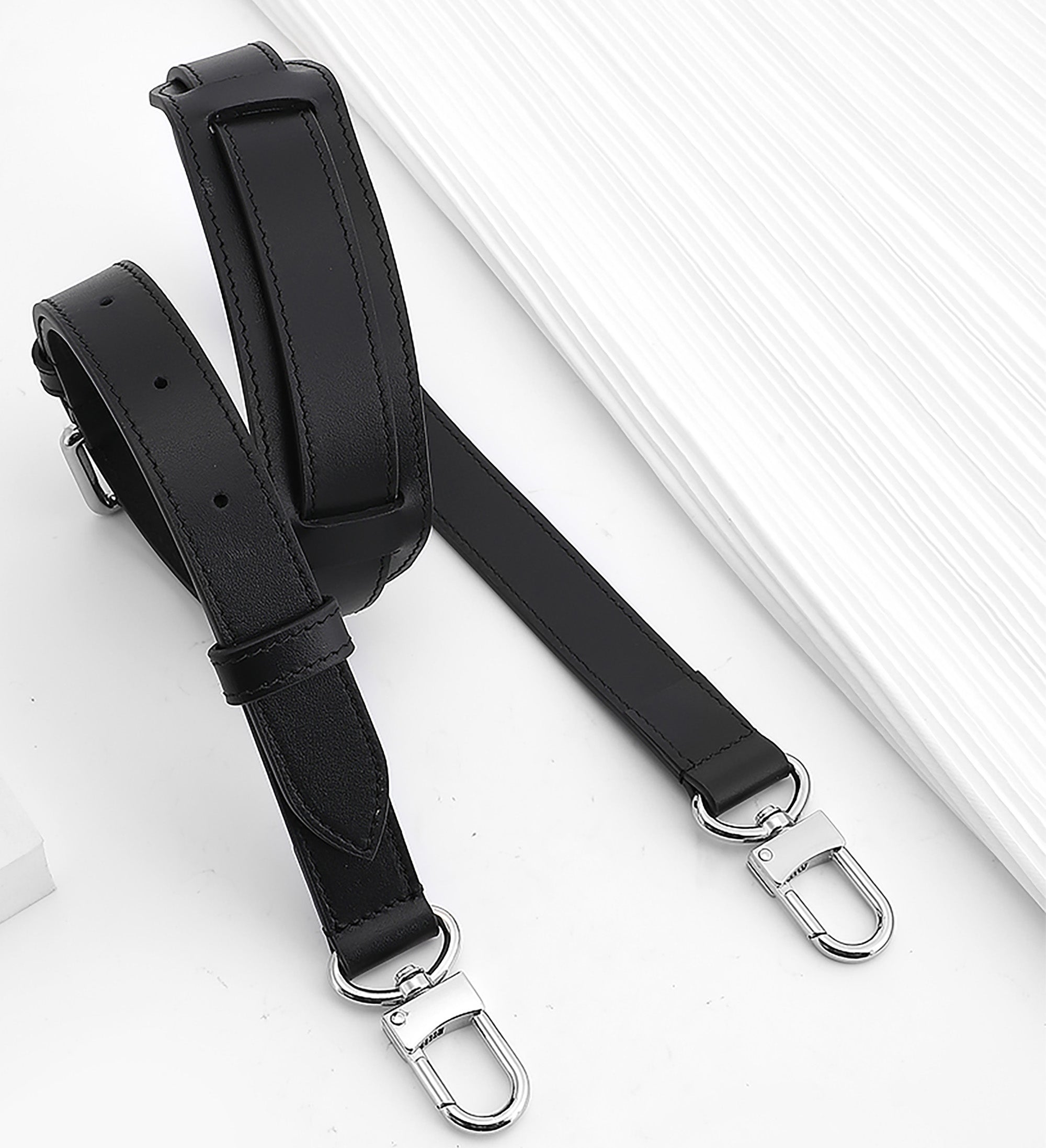 KEEPALL BANDOULIERE Replacement Strap for Travel Bag, Genuine Leather in Natural Vachetta Color, Black Travel Bag Strap