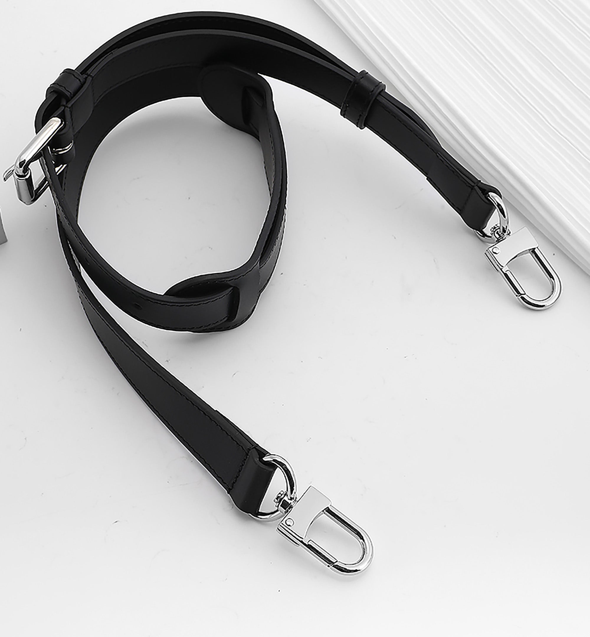 KEEPALL BANDOULIERE Replacement Strap for Travel Bag, Genuine Leather in Natural Vachetta Color, Black Travel Bag Strap