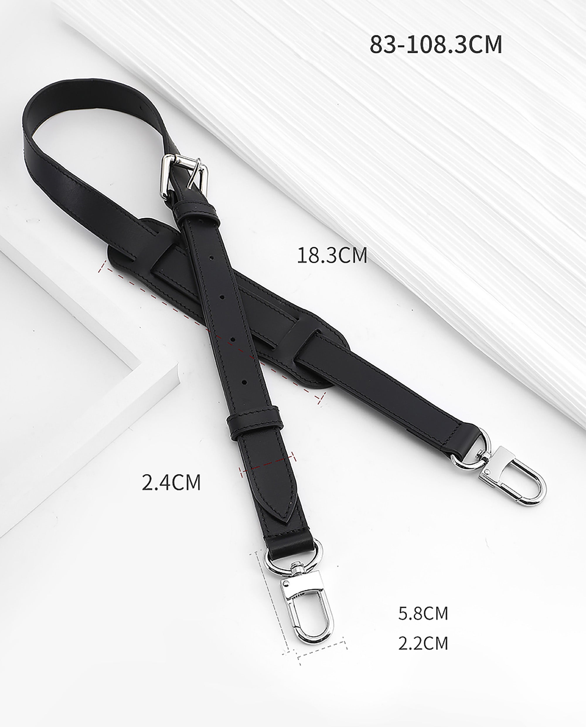 KEEPALL BANDOULIERE Replacement Strap for Travel Bag, Genuine Leather in Natural Vachetta Color, Black Travel Bag Strap