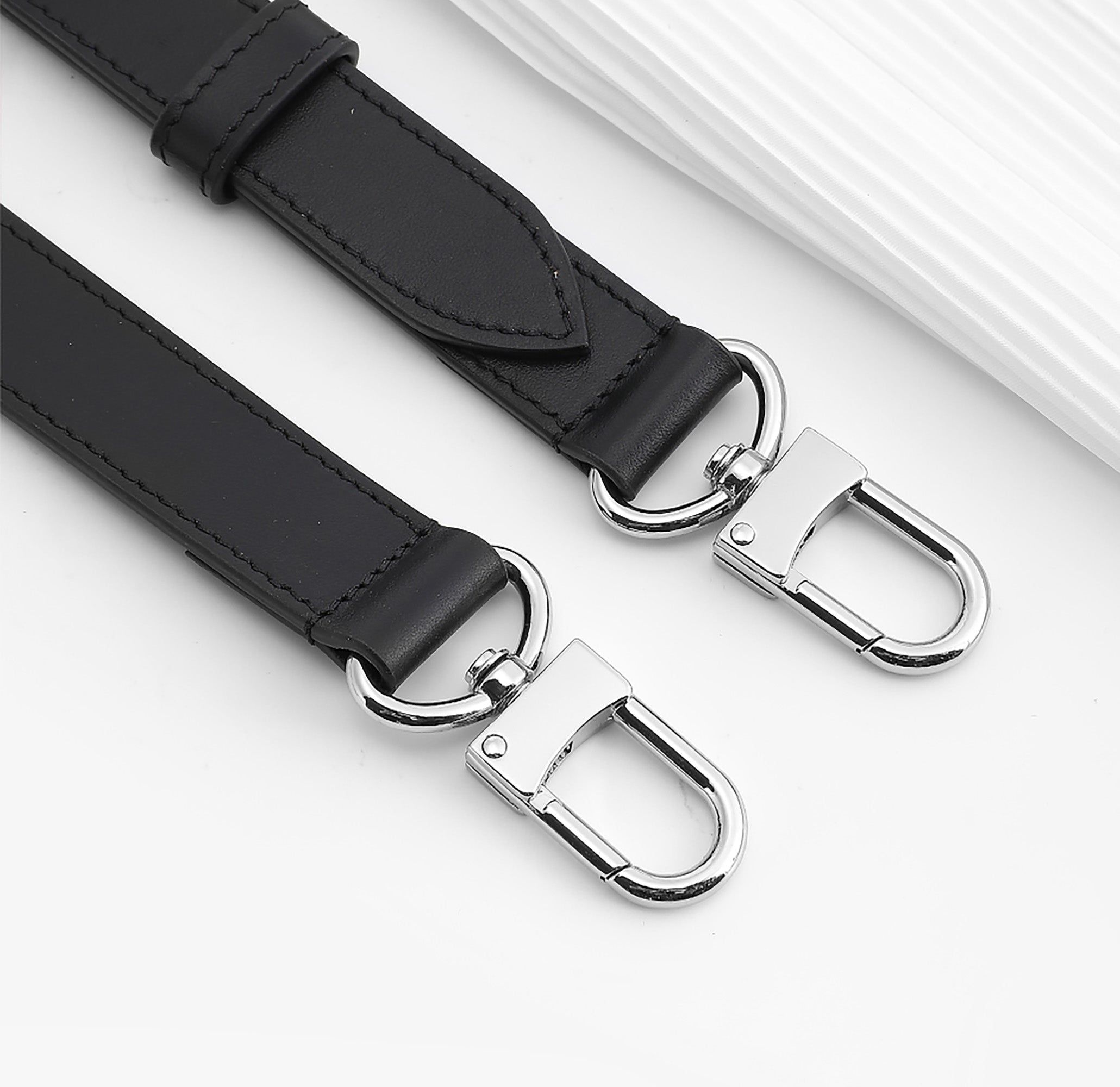 KEEPALL BANDOULIERE Replacement Strap for Travel Bag, Genuine Leather in Natural Vachetta Color, Black Travel Bag Strap