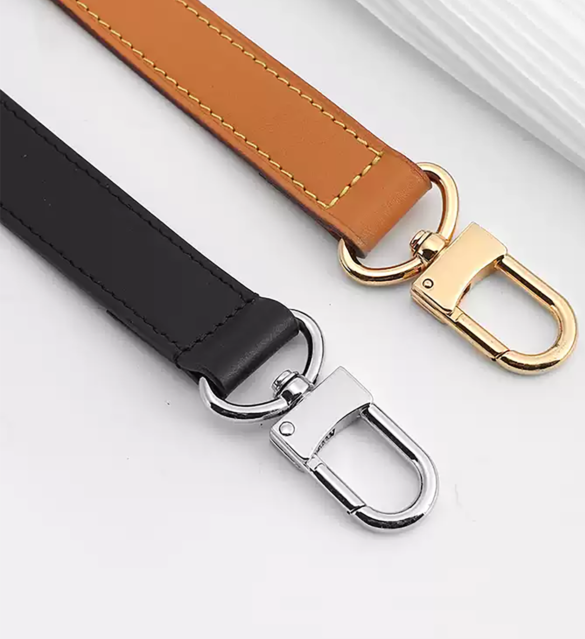 KEEPALL BANDOULIERE Replacement Strap for Travel Bag, Genuine Leather in Natural Vachetta Color, Black Travel Bag Strap