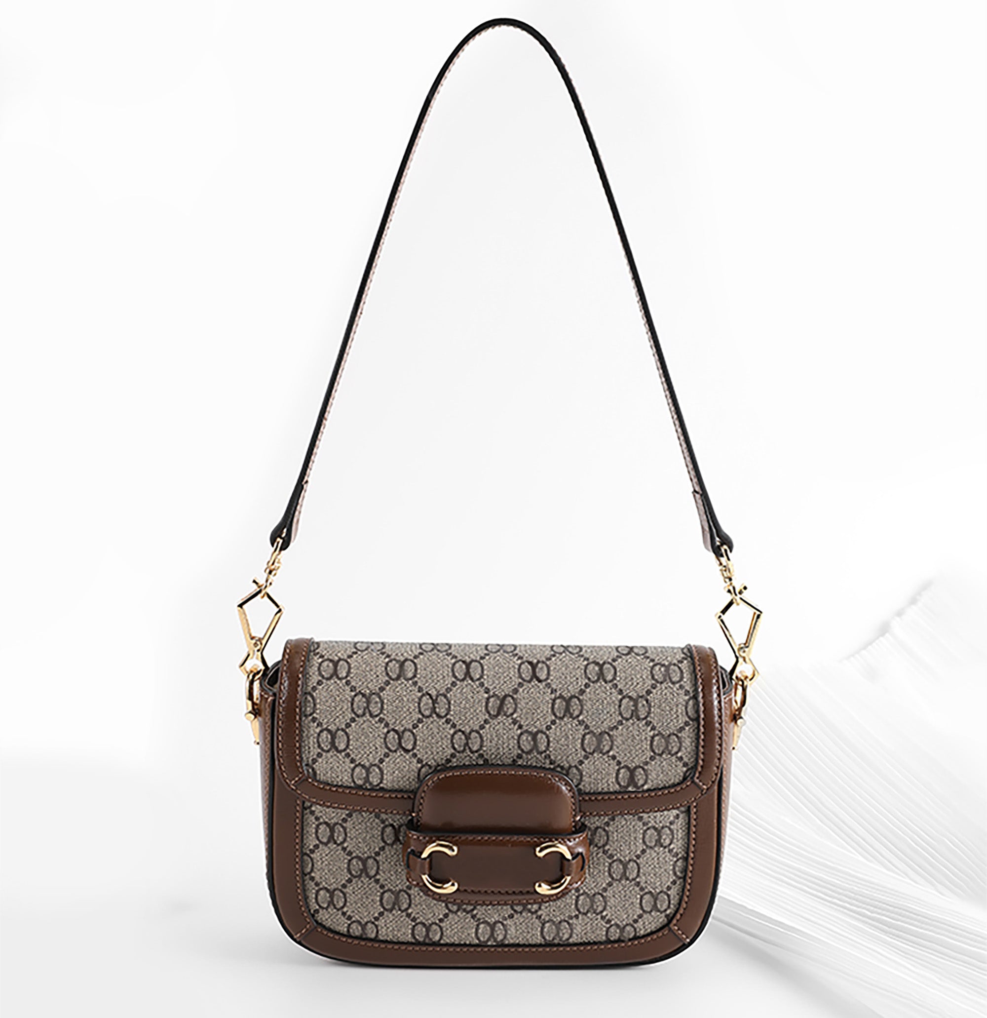 Leather shoulder strap for Horsebit 1955 bags, underarm strap replacement accessory, brown adjustable crossbody strap