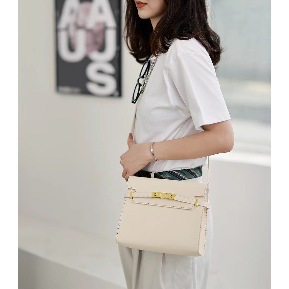 Designer Square Crossbody Bag in White | Handmade Women's Crossbody Bag - Wirkin™