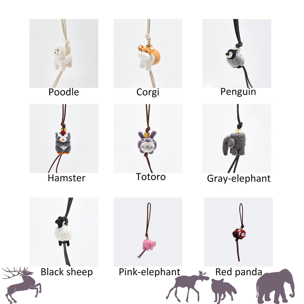 Handcrafted Felt Animal Keychain and Bag Charm – Unique Felt Car Hanging Decoration, Handmade