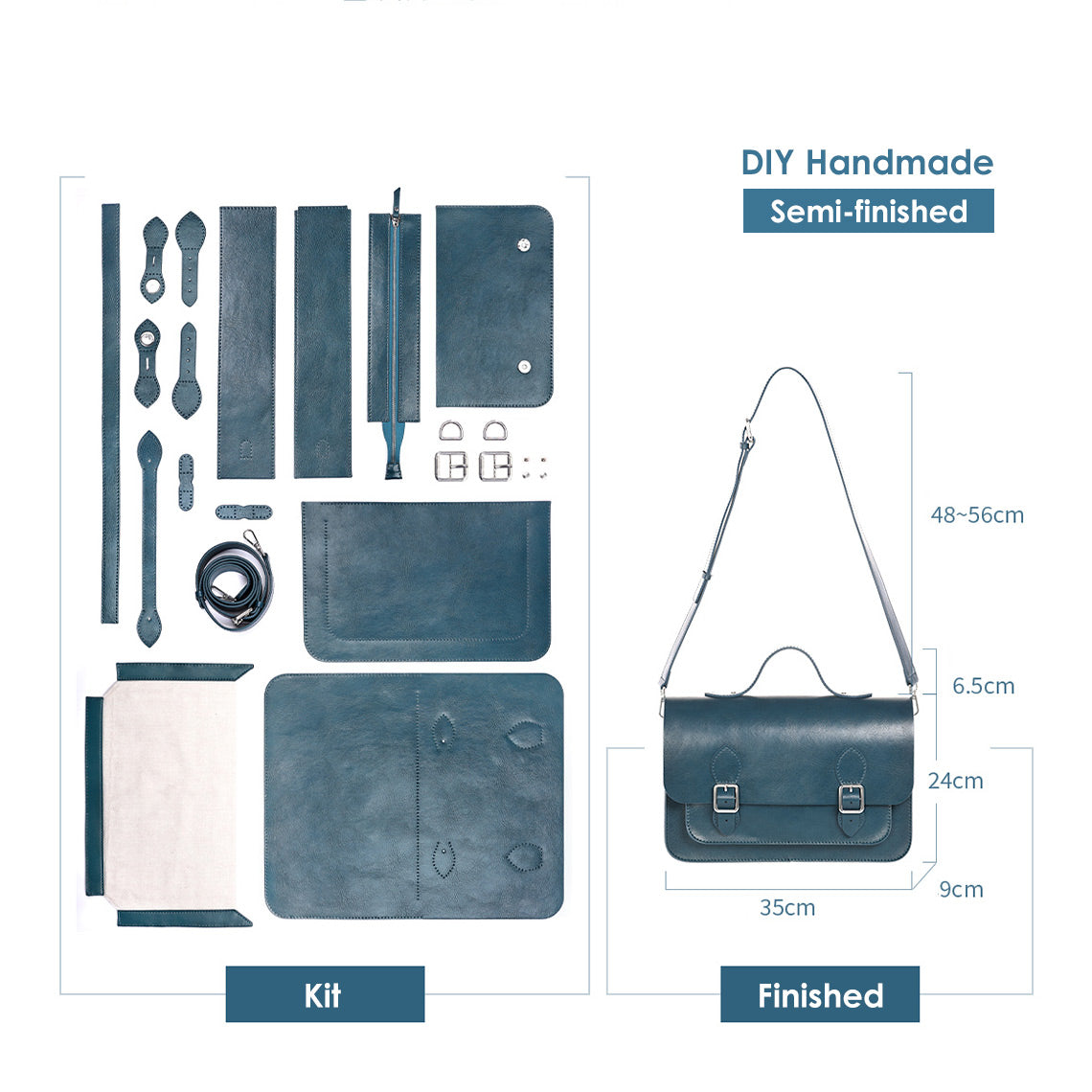 Wirkin Leather Satchel Bag DIY Kit | Handmade Messenger Bag Crossbody Bag Kit Holiday Gift