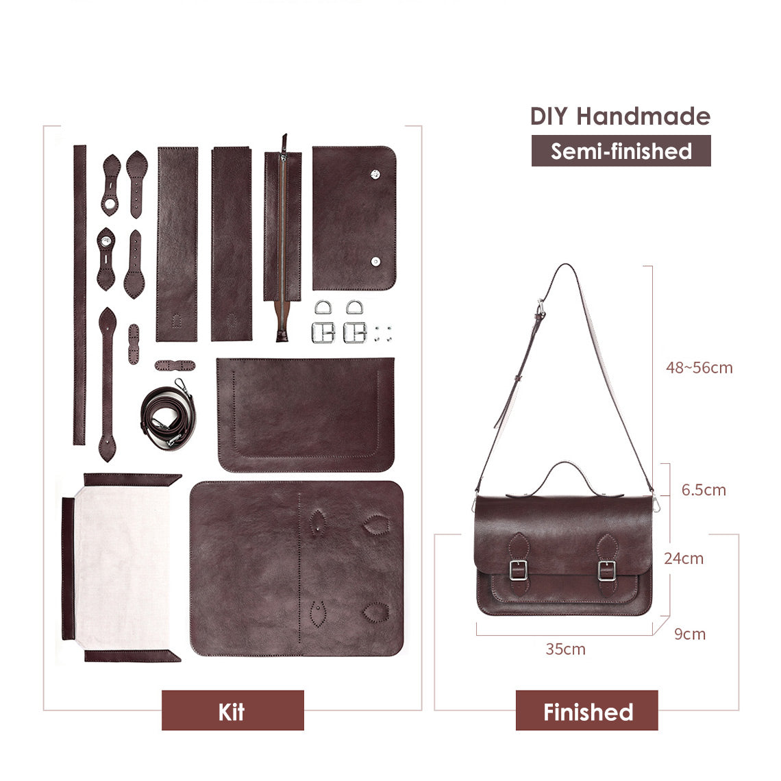 Wirkin® Leather Men Messenger Satchel Bag DIY Kit