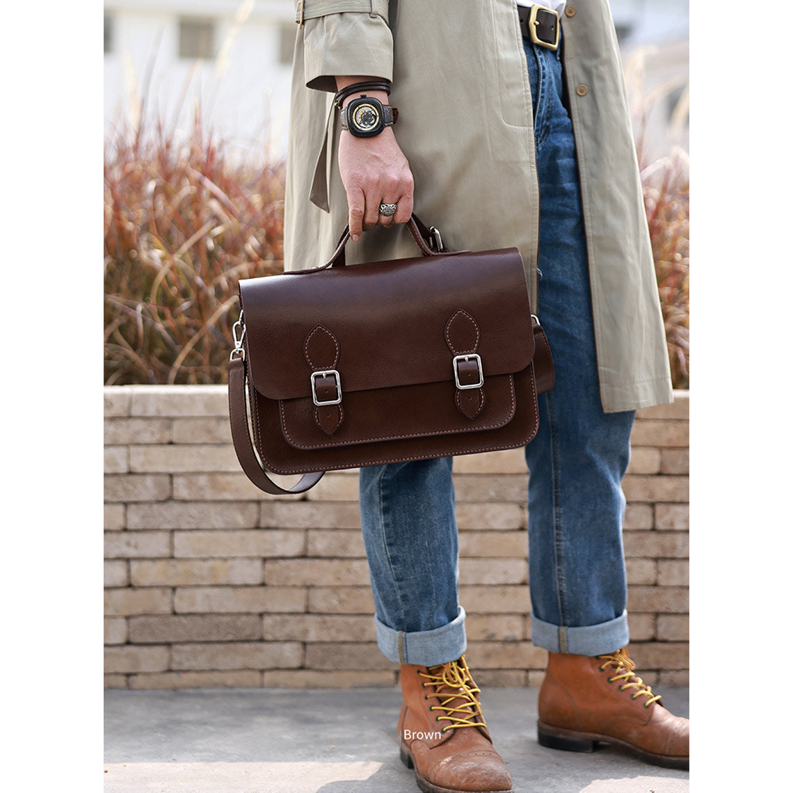 Handmade Brown Leather Satchel Crossbody Bag Shoulder Bag | Made by You Leather Satchel - Wirkin™