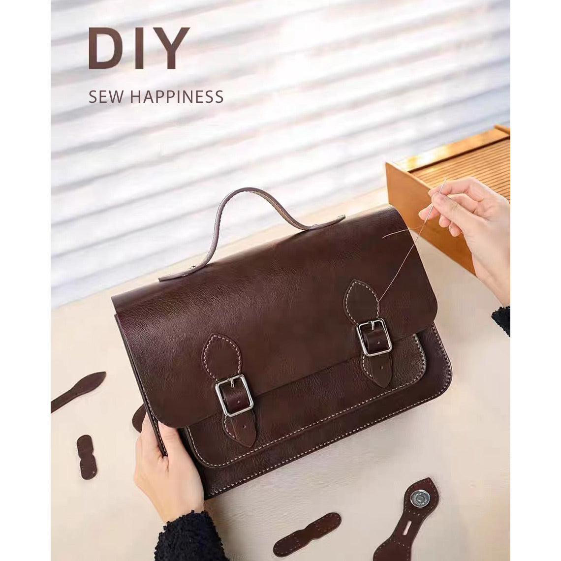 Make Your Own Leather Cambridge Satchel Kit - Do It Yourself Leather Bags Leather Crossbody Bag Kit Wirkin