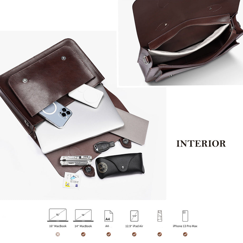 Brown Leather Satchel Handmade Leather Bag Interior - Wirkin™