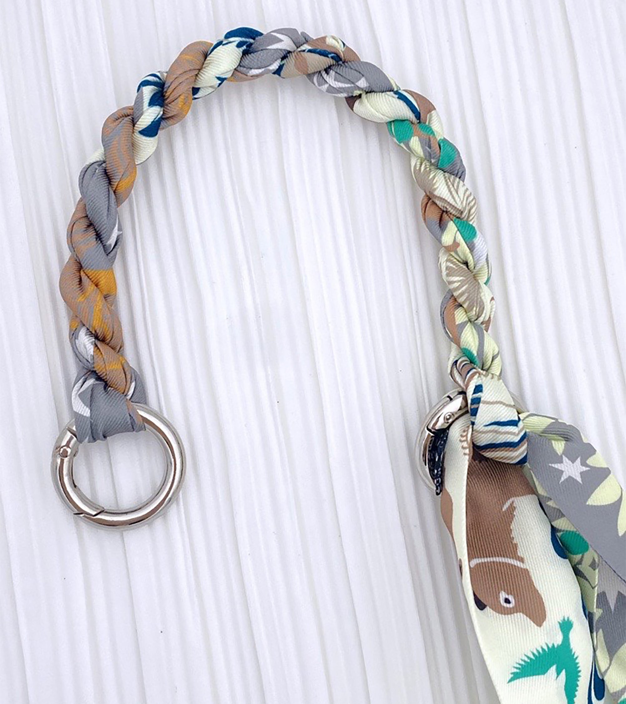 Handcrafted Evelyn Bag Strap – Braided Rope Scarf with Bow Tie, Suitable for Handheld and Underarm Carry