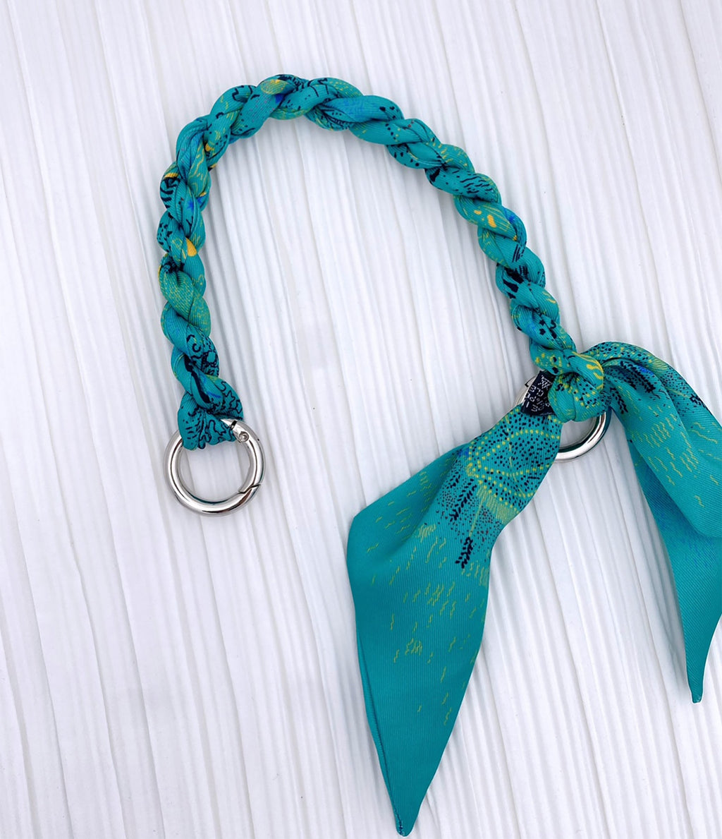 Handcrafted Evelyn Bag Strap – Braided Rope Scarf with Bow Tie, Suitable for Handheld and Underarm Carry