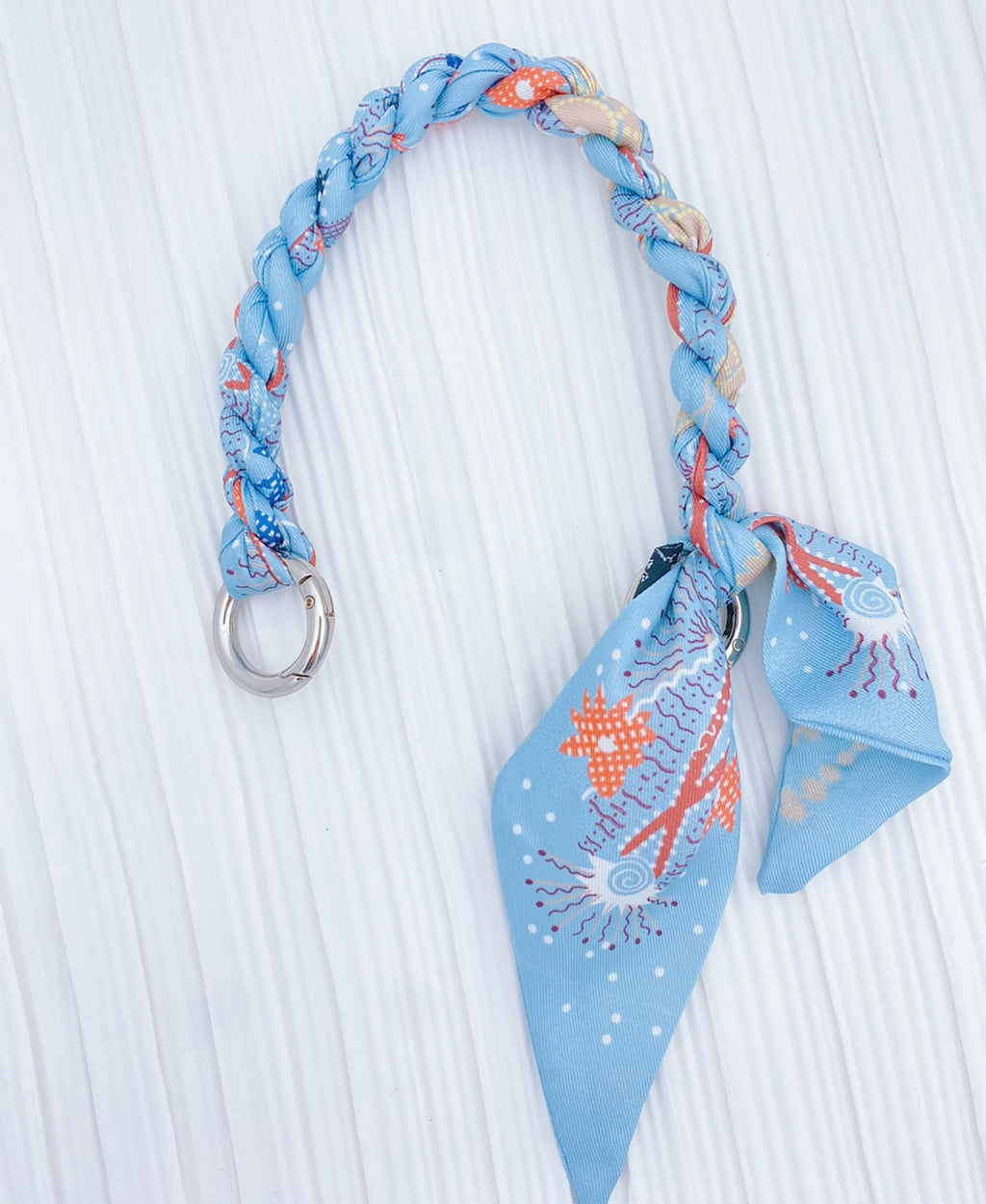 Handcrafted Evelyn Bag Strap – Braided Rope Scarf with Bow Tie, Suitable for Handheld and Underarm Carry