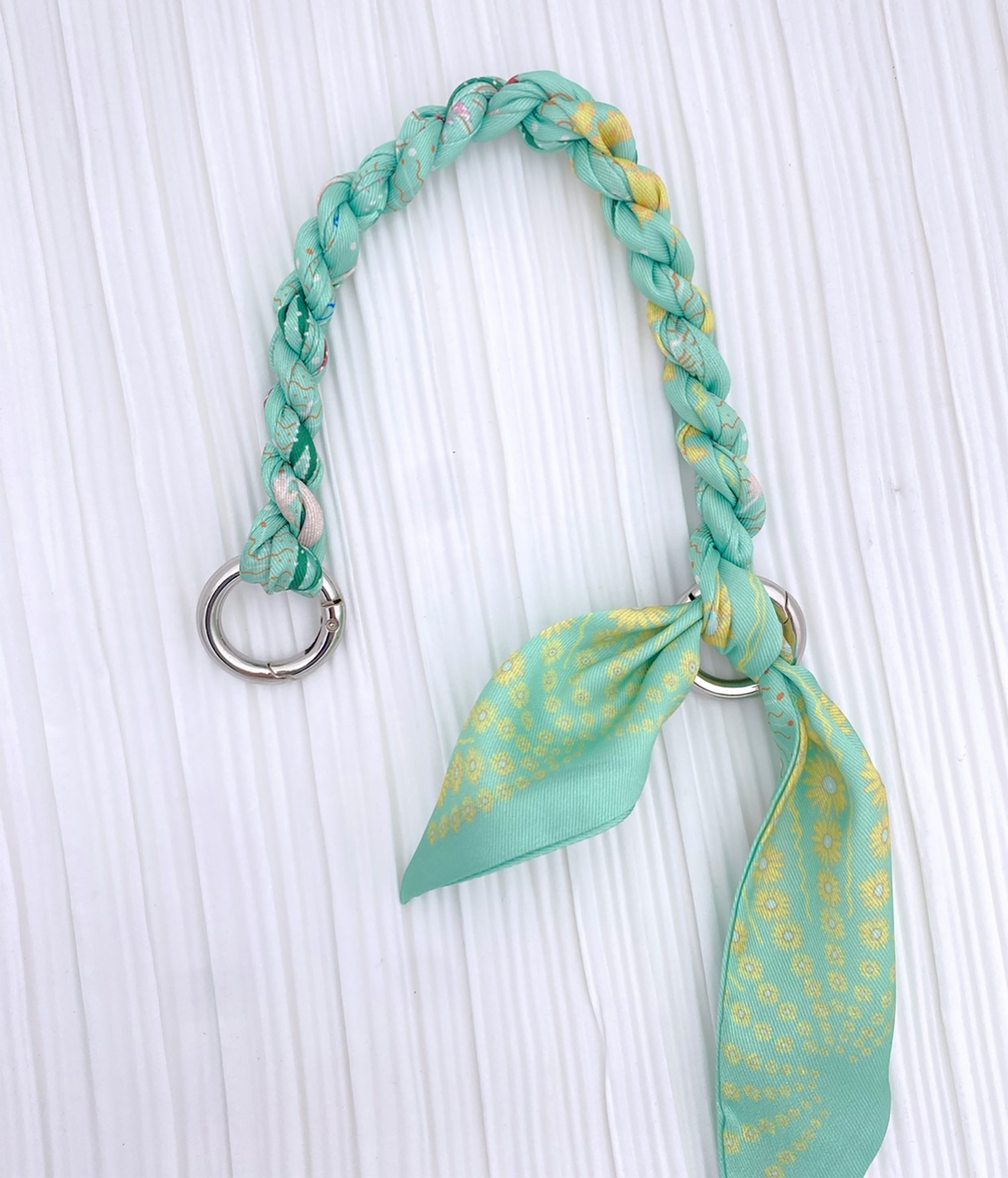 Handcrafted Evelyn Bag Strap – Braided Rope Scarf with Bow Tie, Suitable for Handheld and Underarm Carry