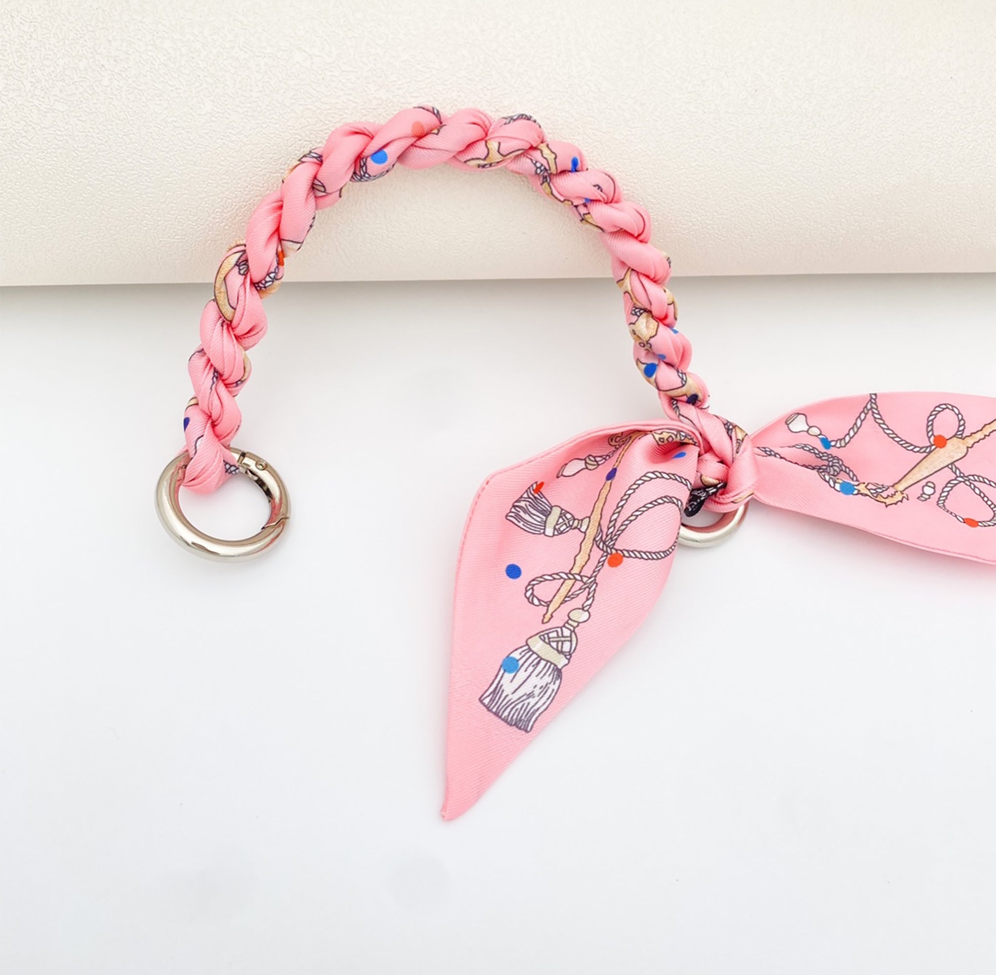Handcrafted Evelyn Bag Strap – Braided Rope Scarf with Bow Tie, Suitable for Handheld and Underarm Carry
