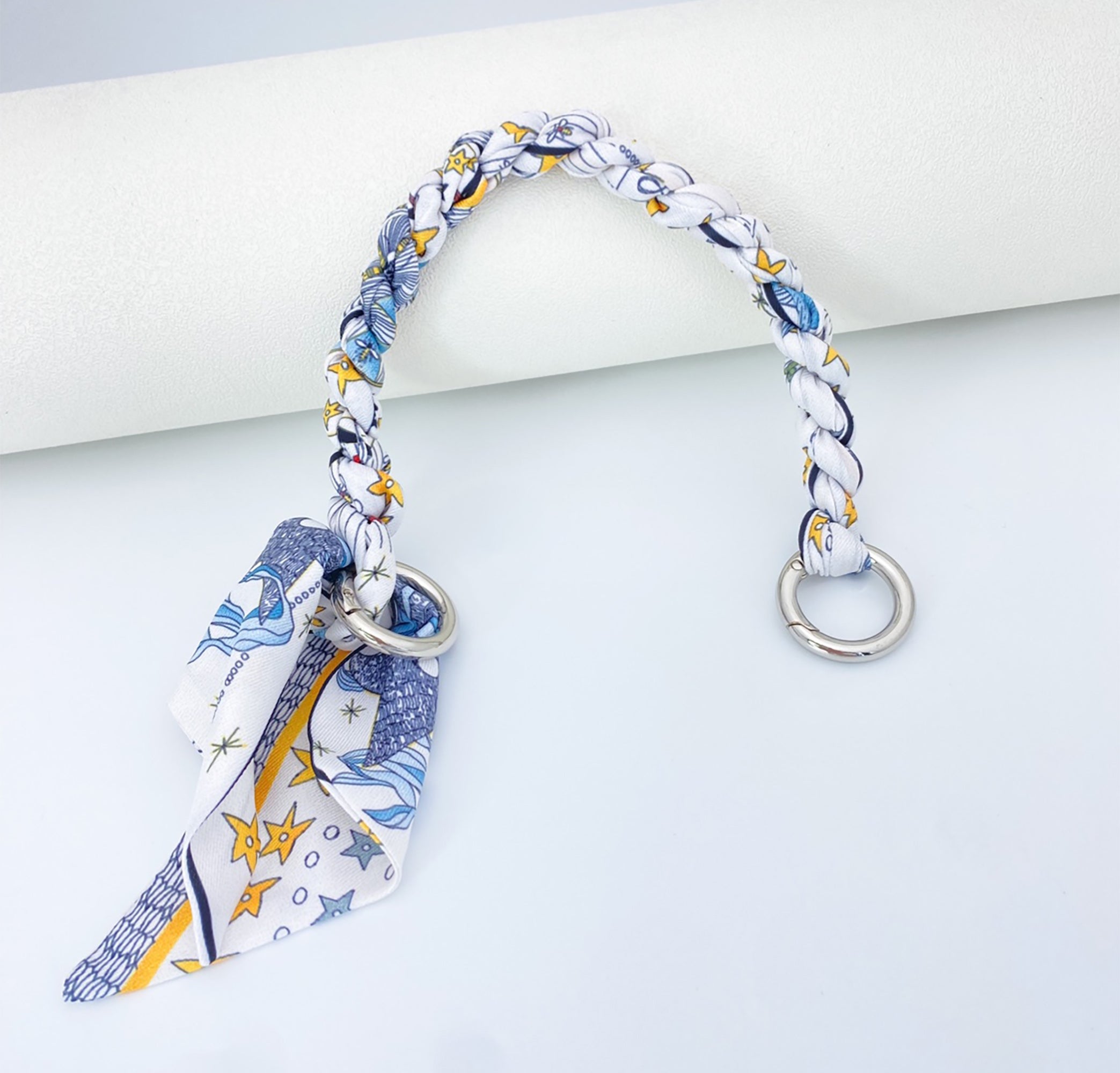 Handcrafted Evelyn Bag Strap – Braided Rope Scarf with Bow Tie, Suitable for Handheld and Underarm Carry