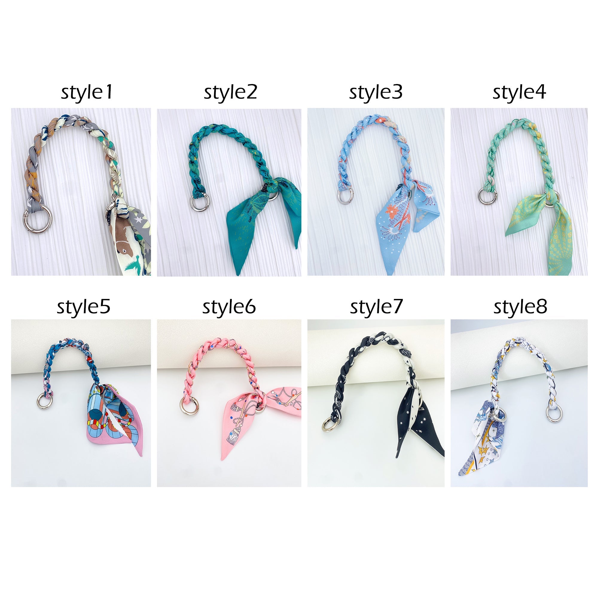 Handcrafted Evelyn Bag Strap – Braided Rope Scarf with Bow Tie, Suitable for Handheld and Underarm Carry