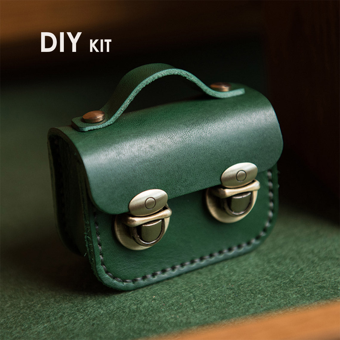 DIY leather bag kit | Green leather mini satchel | Wirkin™