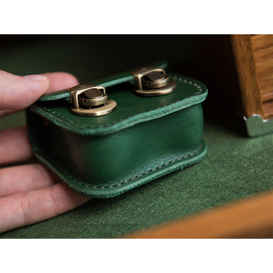 Mini satchel bag green | mini leather bag | Wirkin™