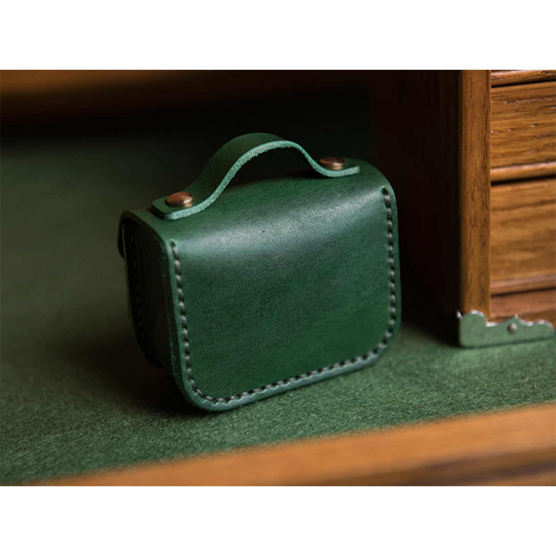 Mini satchel bag green | vintage style leather bag | Wirkin™