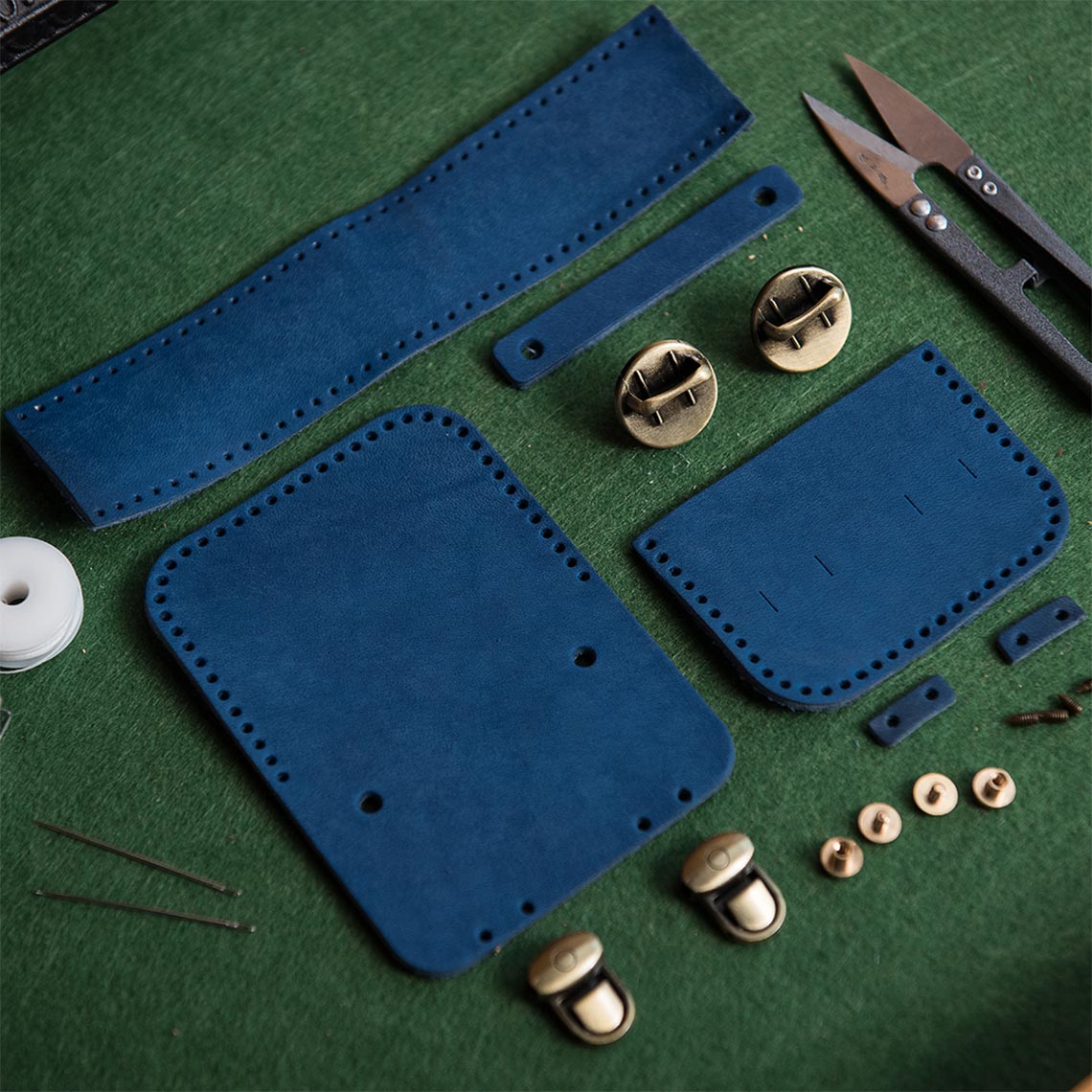 Navy blue leather diy kit | leather sewing kit | Wirkin™