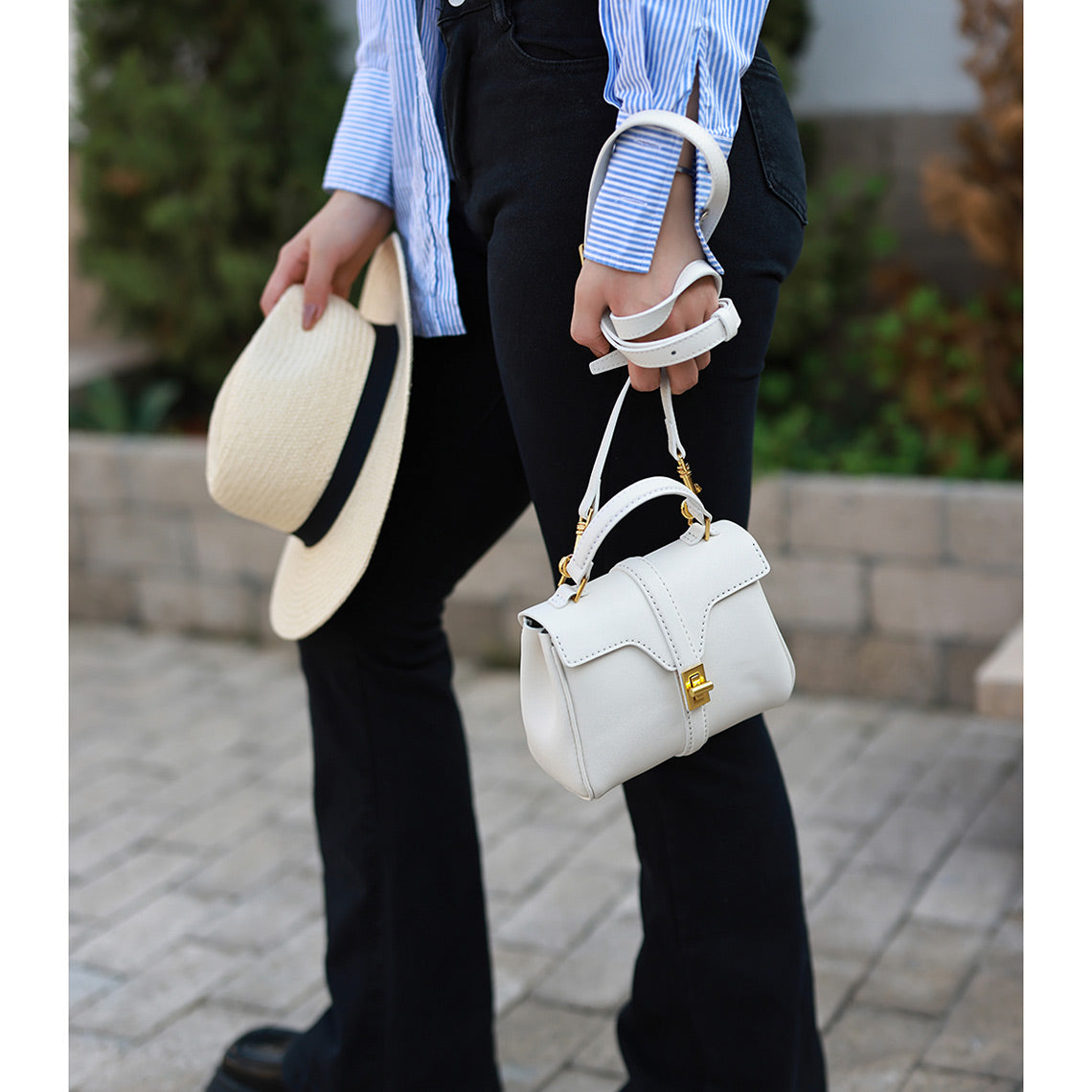 White leather tote bag top handle | Tote bag diy kit at home | Handmade mini tote bag - DIY leather bag kits | Easy crossbody bag diy kit | Homemade bags - Wirkin™