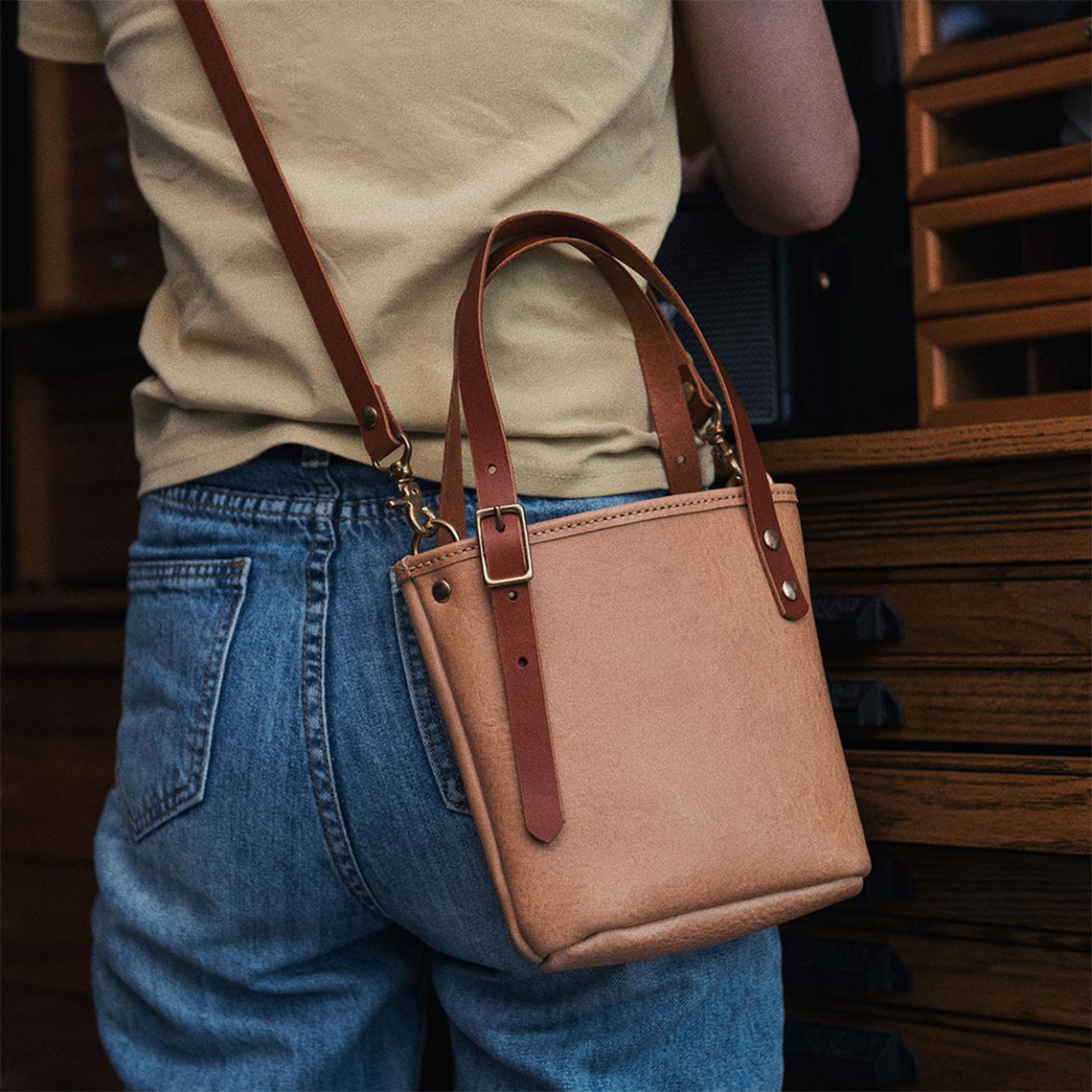 DIY Leather Handbag Kit in Natural Genuine Leather | Easy DIY Handcrafted Mini Tote Bag with Adjustable Strap - Wirkin™