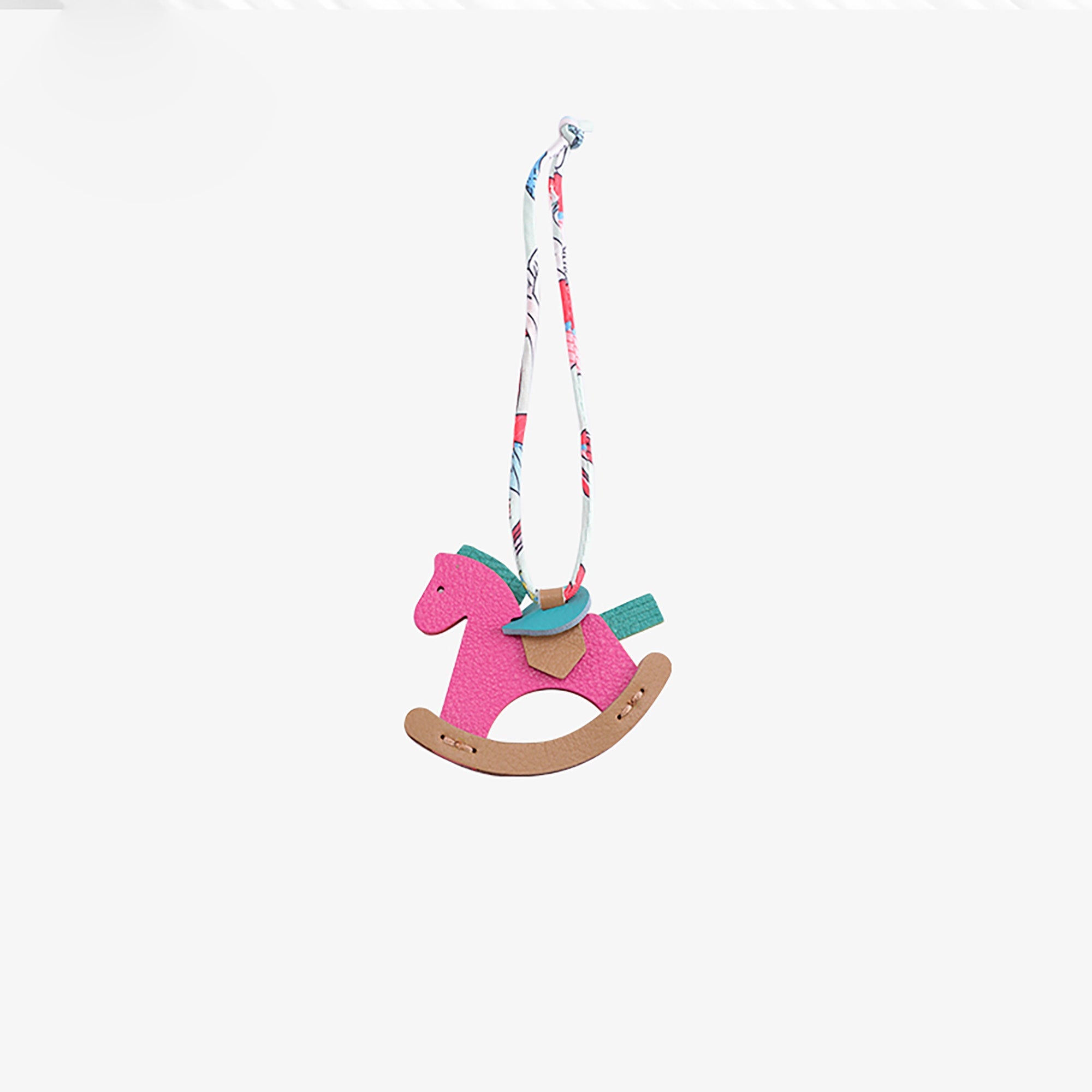 Genuine Leather Rocking Horse Keychain & Bag Charm – Cute Wooden Horse Pendant, Premium Leather Hanging Accessory for Bags, Backpacks, and Keys